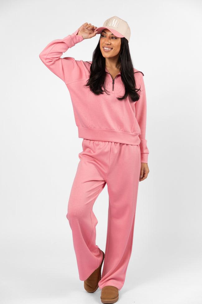 Let's Just Stay Pink Knit Wide Leg Pants FINAL SALE Product Image