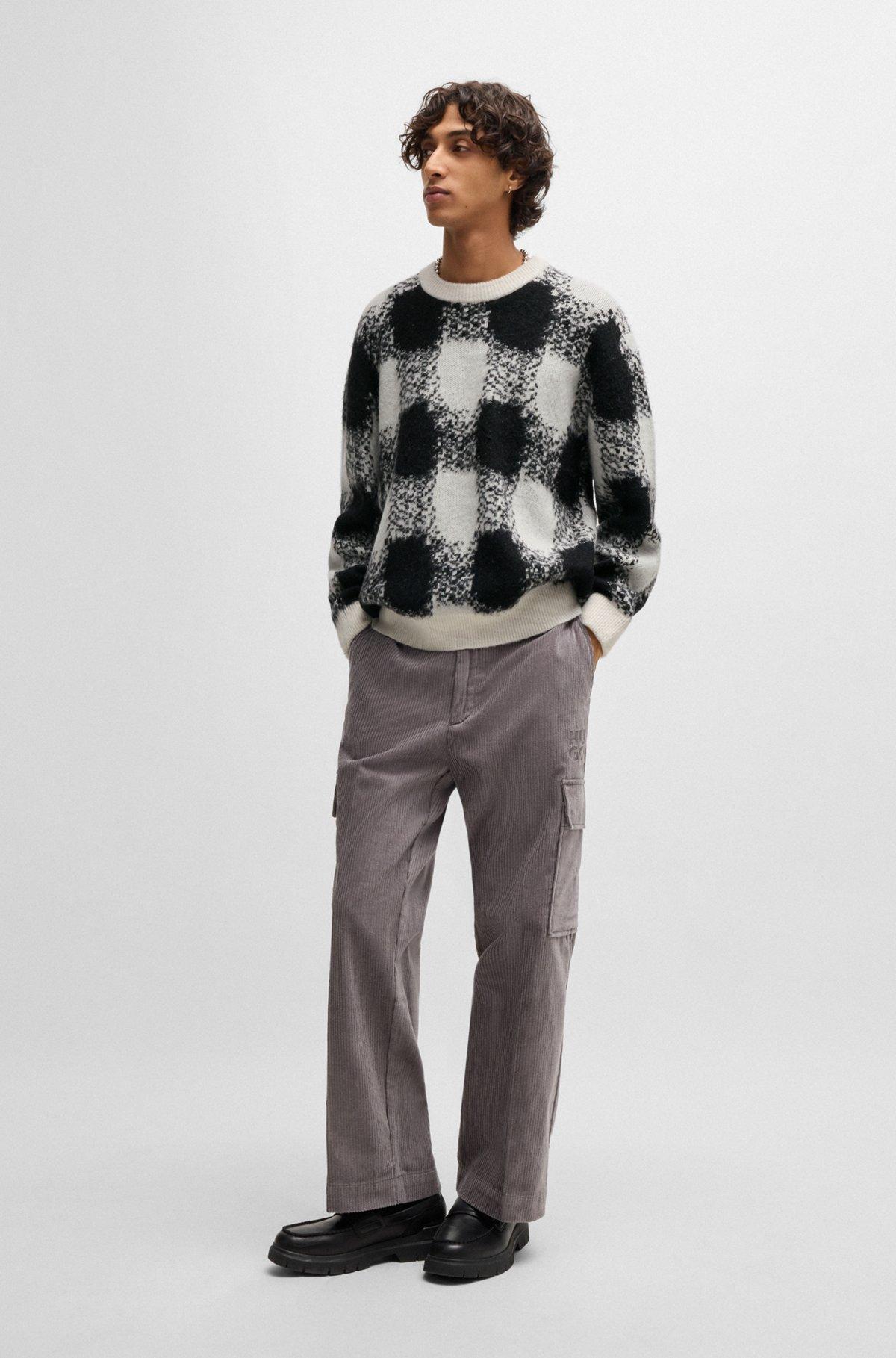 Oversize-fit sweater with jacquard-knitted check pattern Product Image