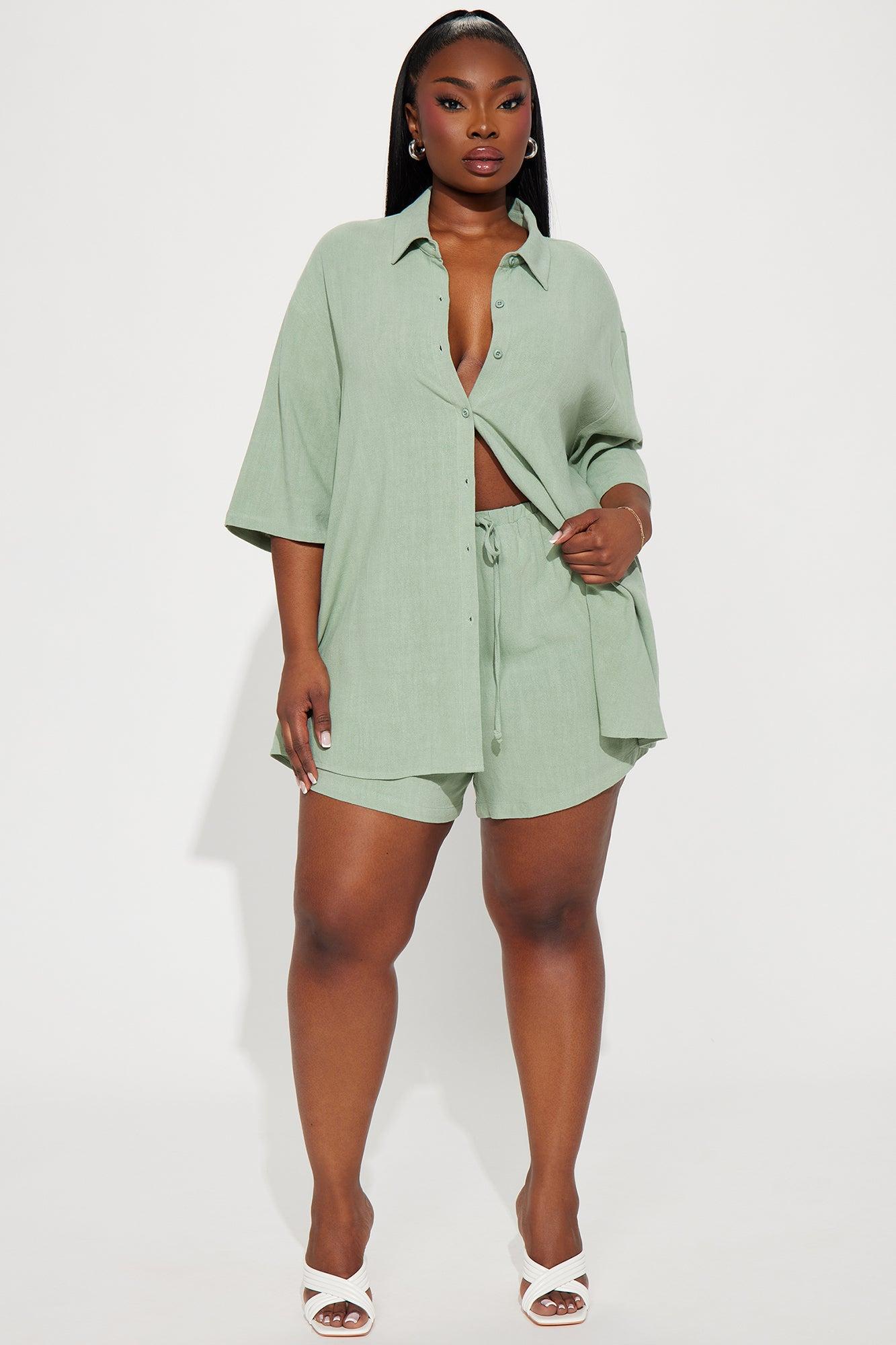 No Secrets Linen Short Set - Sage Product Image