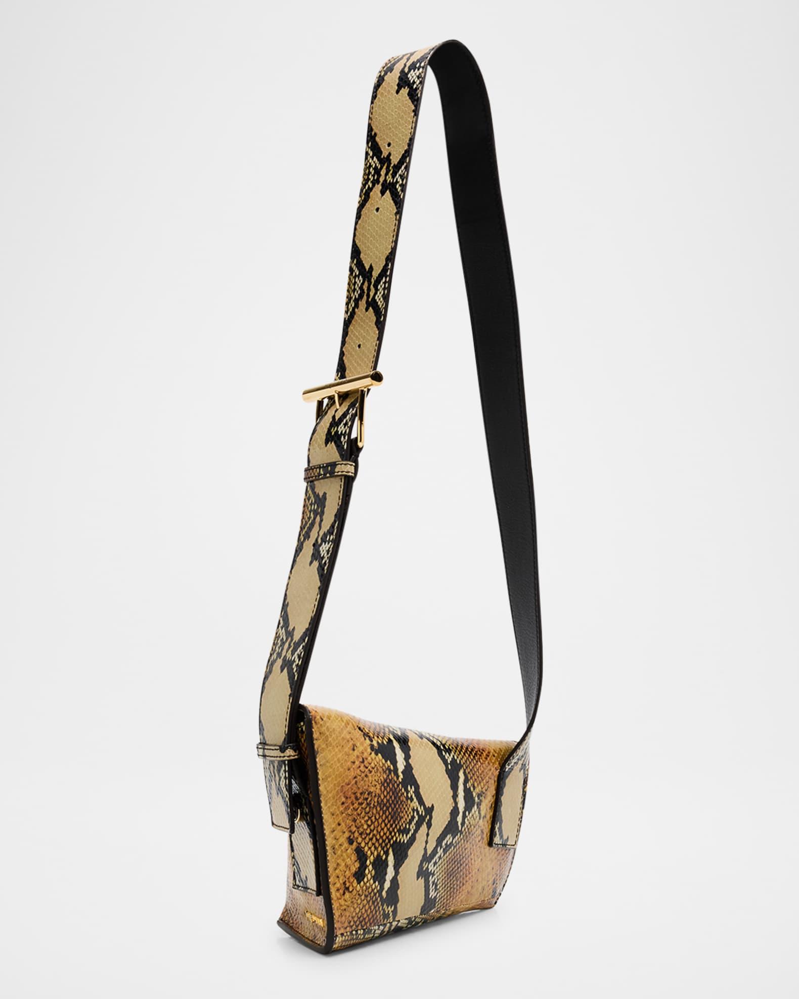 Python-Embossed T-Bar Sling Shoulder Bag Product Image