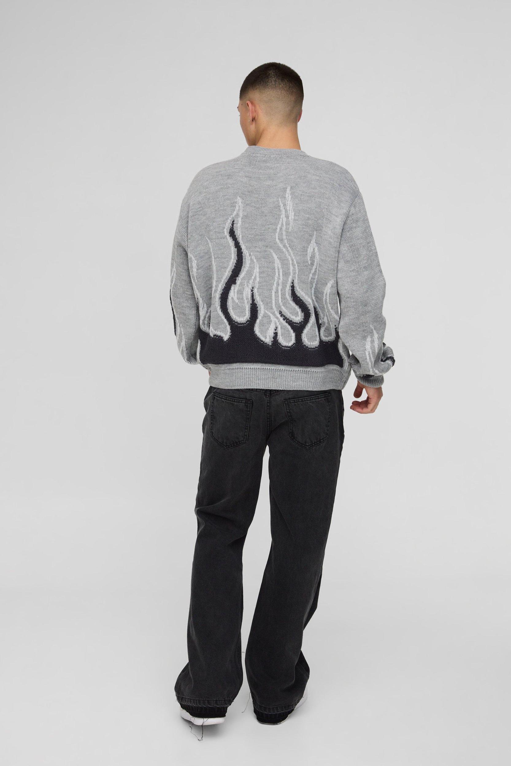 Relaxed Rigid Flared Applique Denim Jeans | boohooMAN USA Product Image