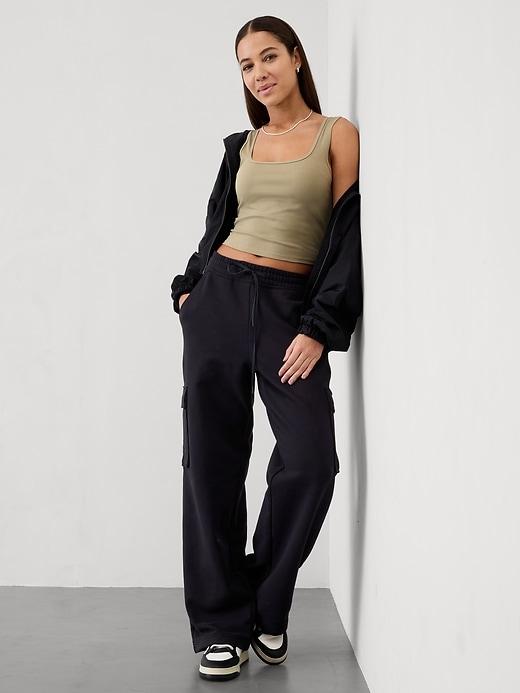 Signature Rib Square Neck Crop Tank Product Image