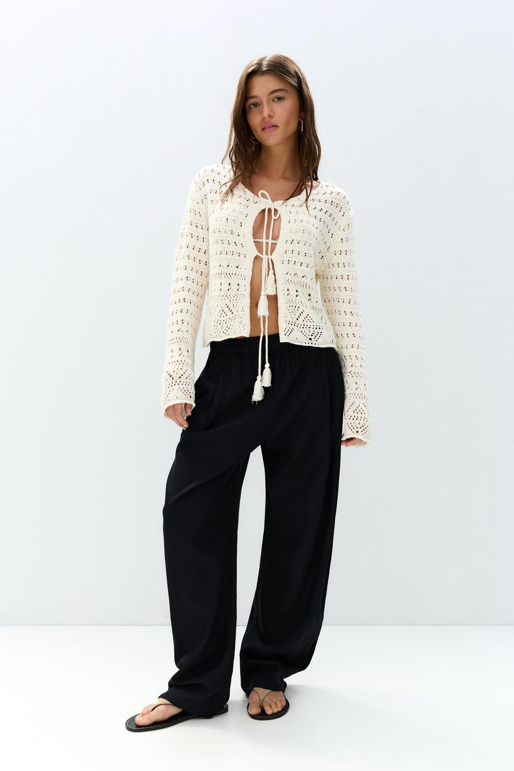 Crochet cardigan with bows Product Image