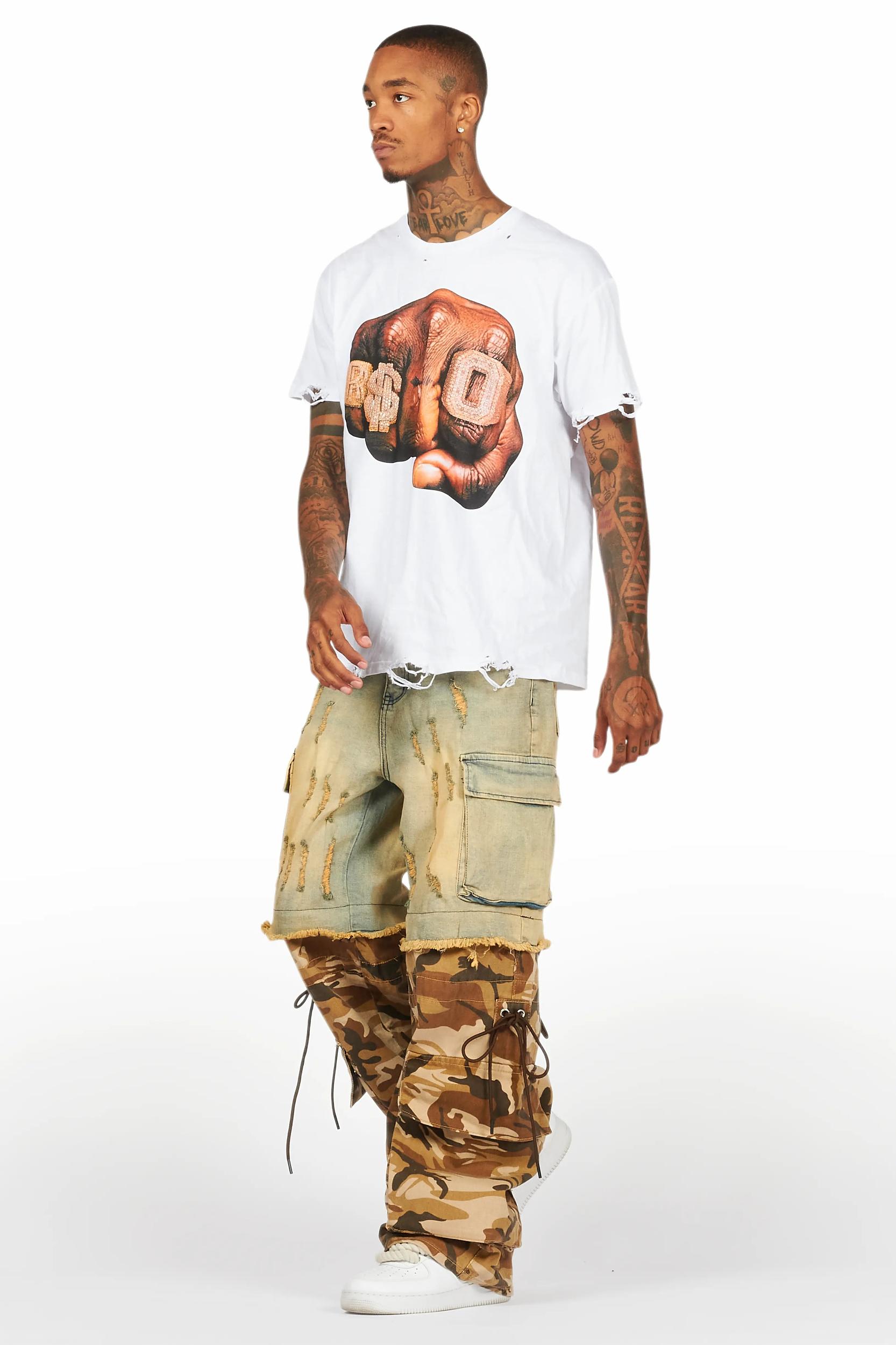 Baatar Blue/Brown Camo Baggy Fit Jean Male Product Image