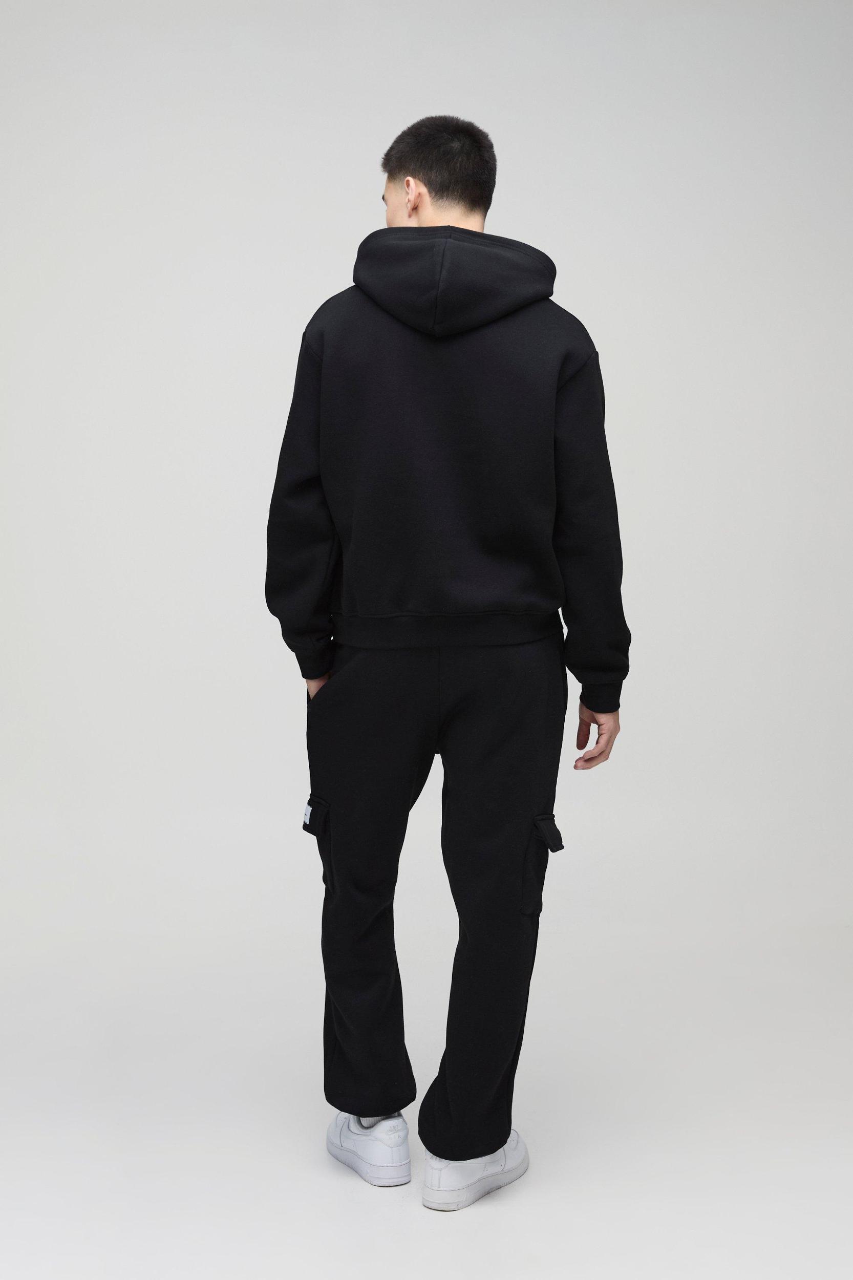 Slim Fit Woven Tab Basic Cargo Sweatpants | boohooMAN USA Product Image