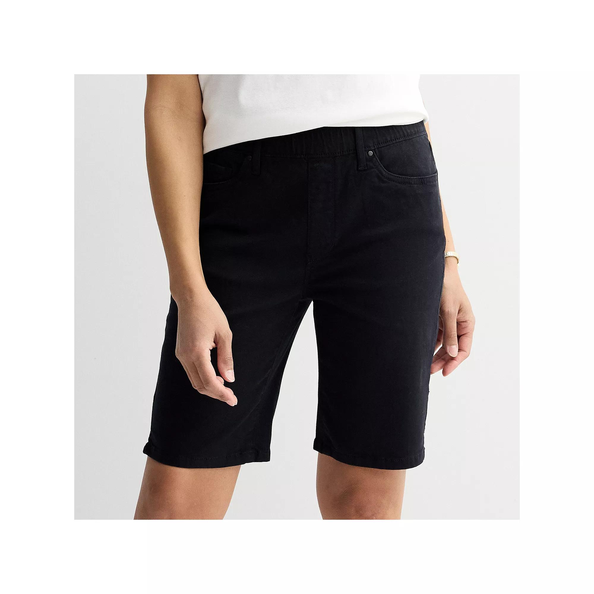 Women's Croft & Barrow® Modern Denim Pull-On Bermuda Shorts, Size: Small, Mineral Black Product Image