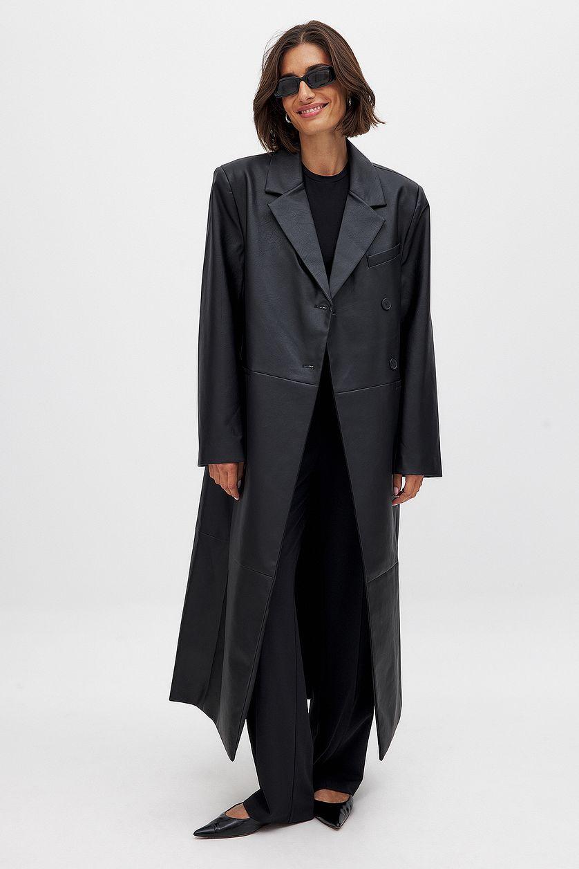 Oversized PU Seam Detail Coat Product Image