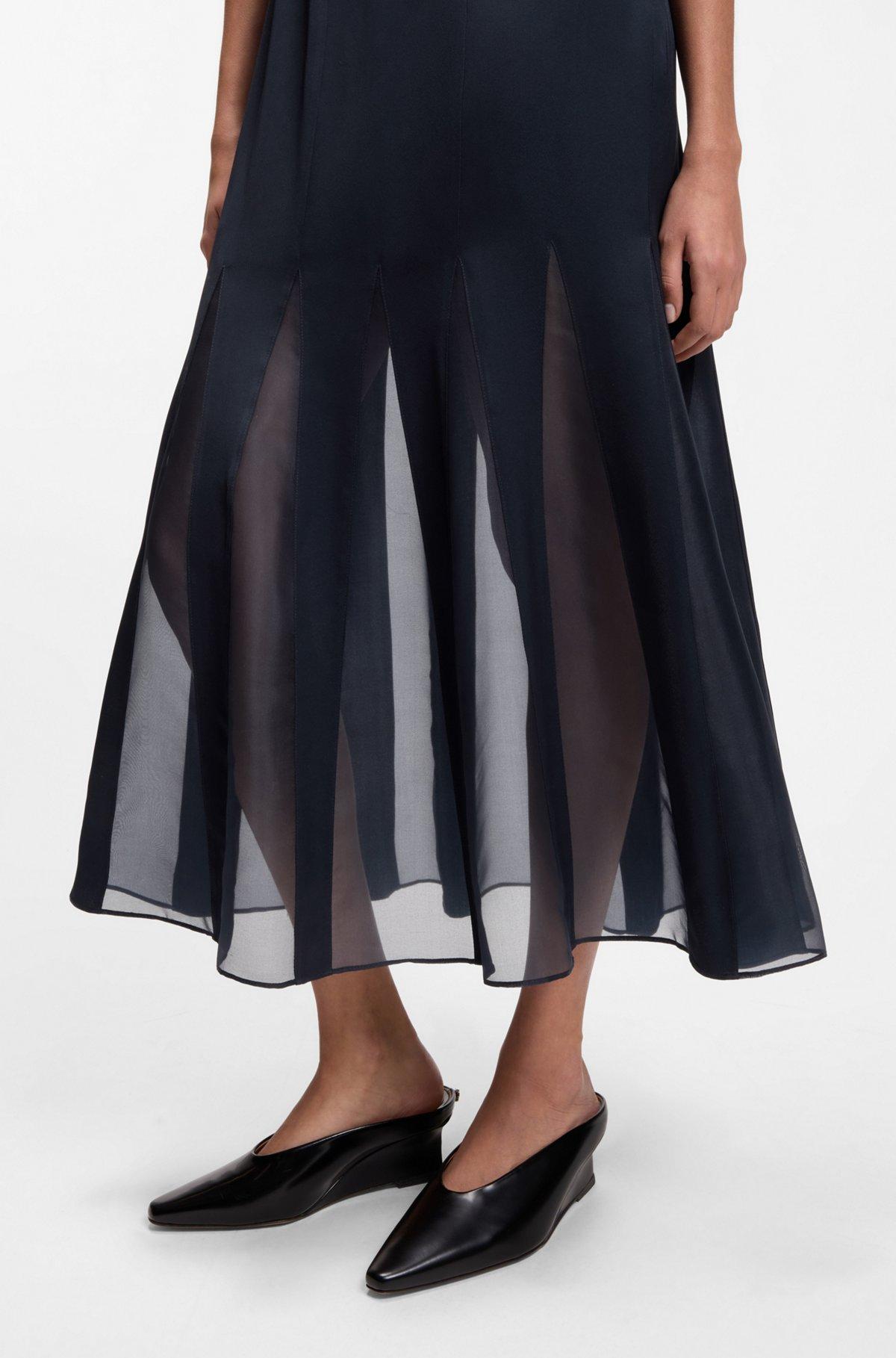 Satin slip dress with organza inserts Product Image