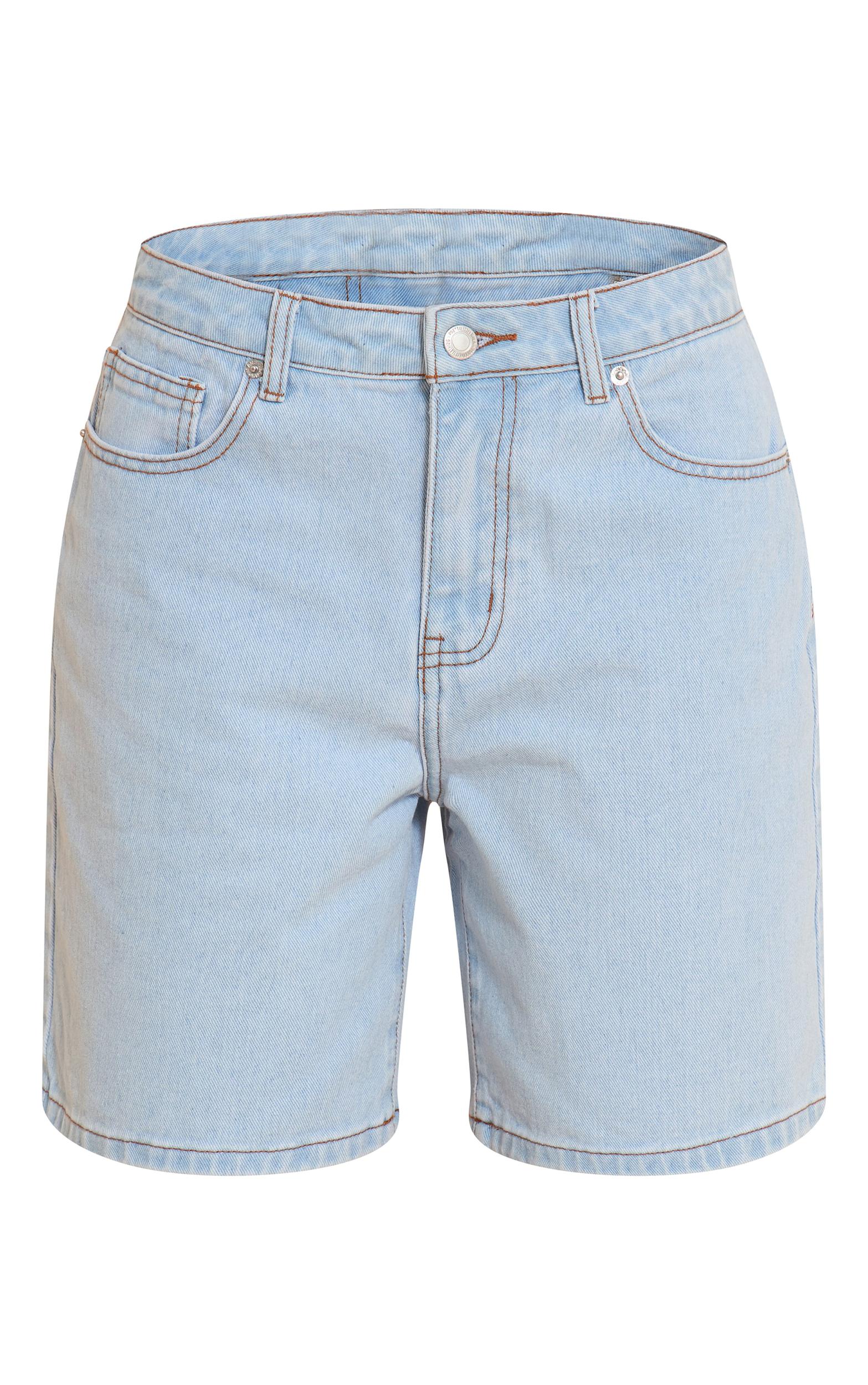Tall Light Blue Mid Rise Relaxed Boyfriend Shorts Product Image