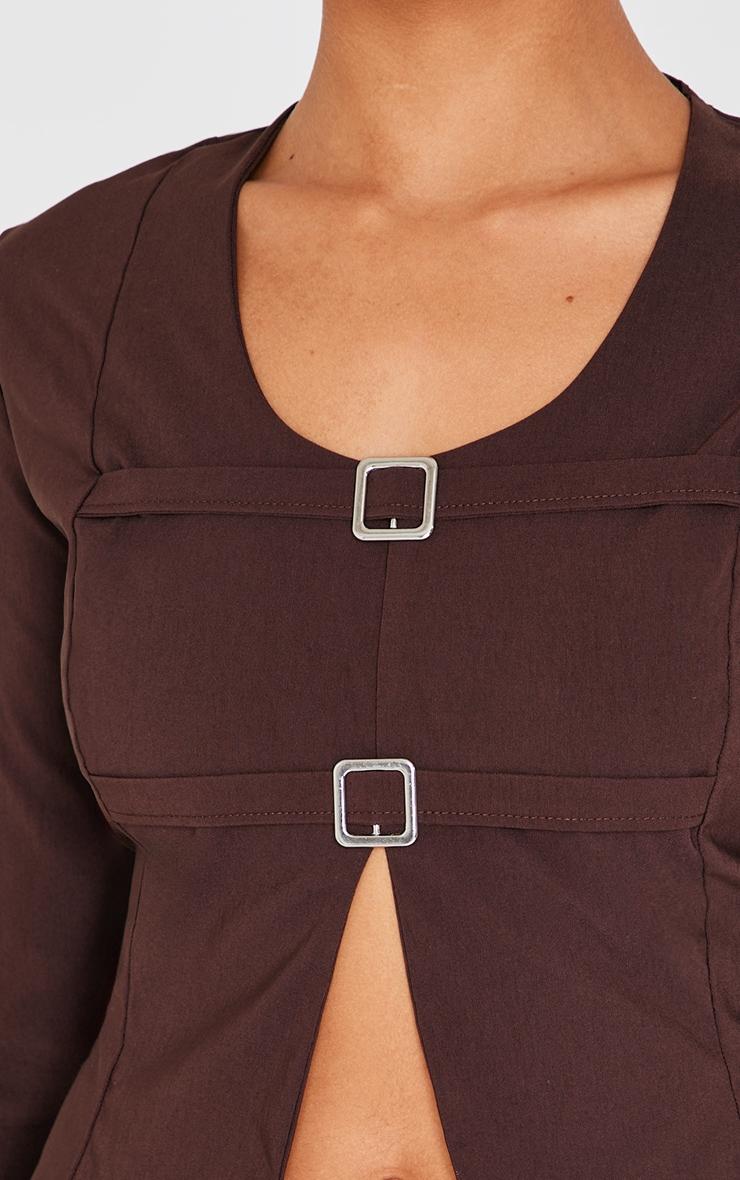 Brown Bengaline Buckle Fitted Shirt Product Image