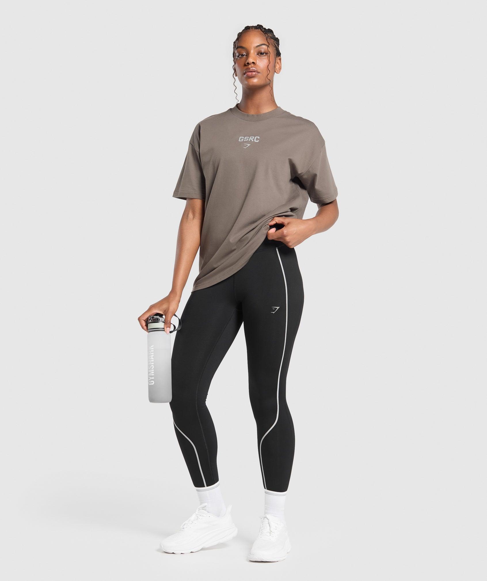 Gymshark Running Graphic Oversized T-Shirt - Camo Brown Female Product Image