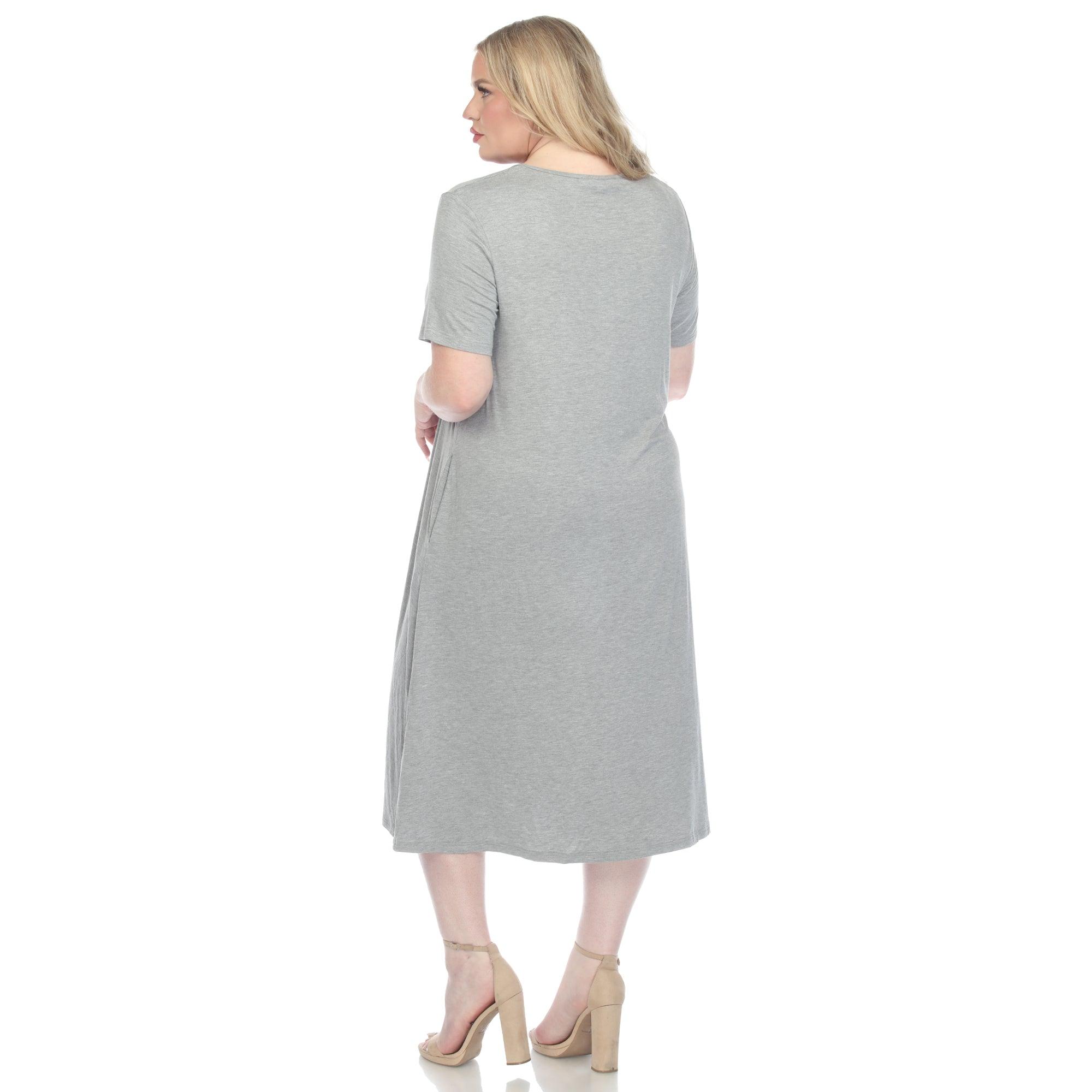 Short Sleeve Pocket Swing Midi Dress - Plus Product Image