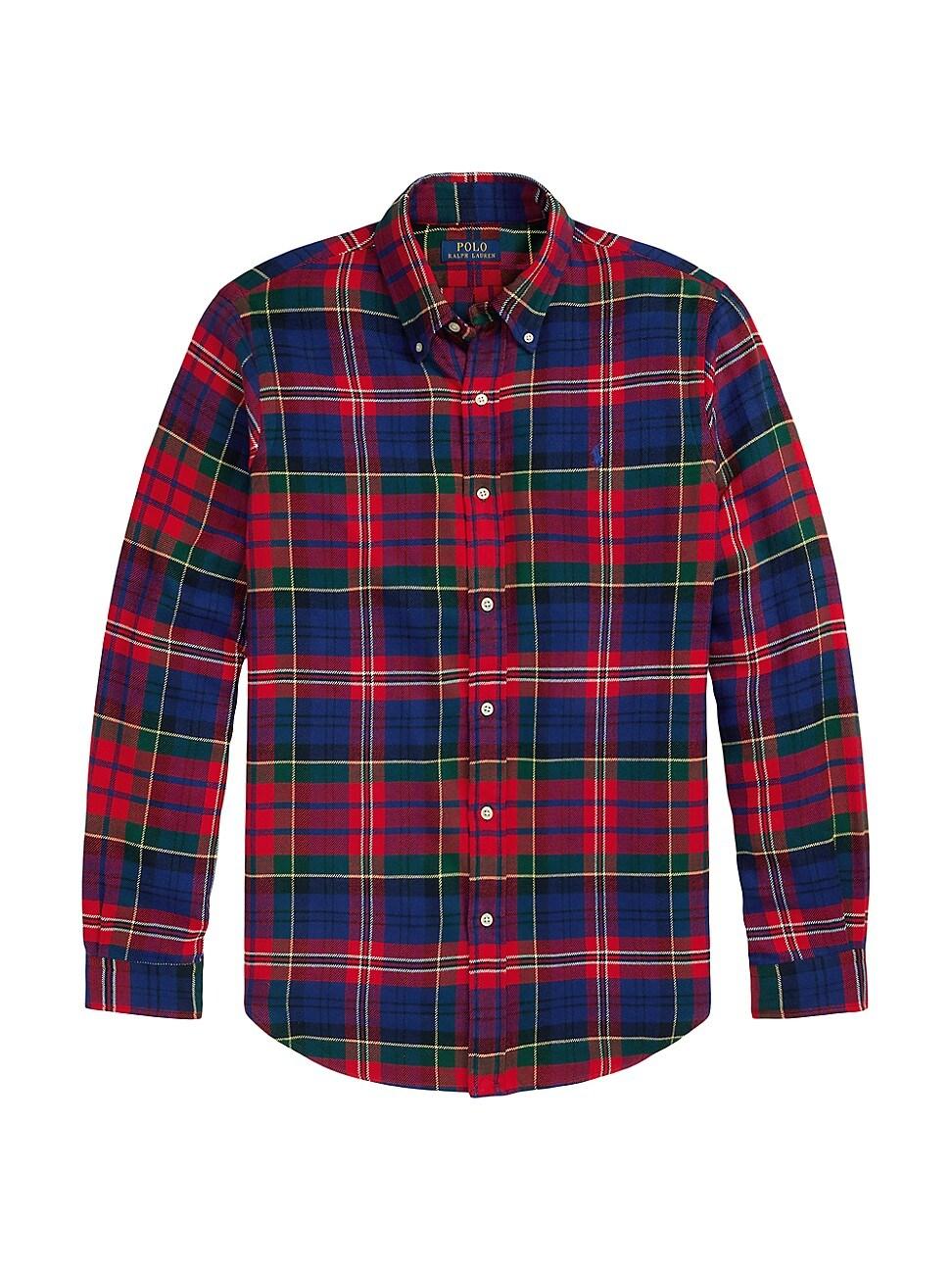 Mens Classic-Fit Plaid Brushed Flannel Shirt Product Image