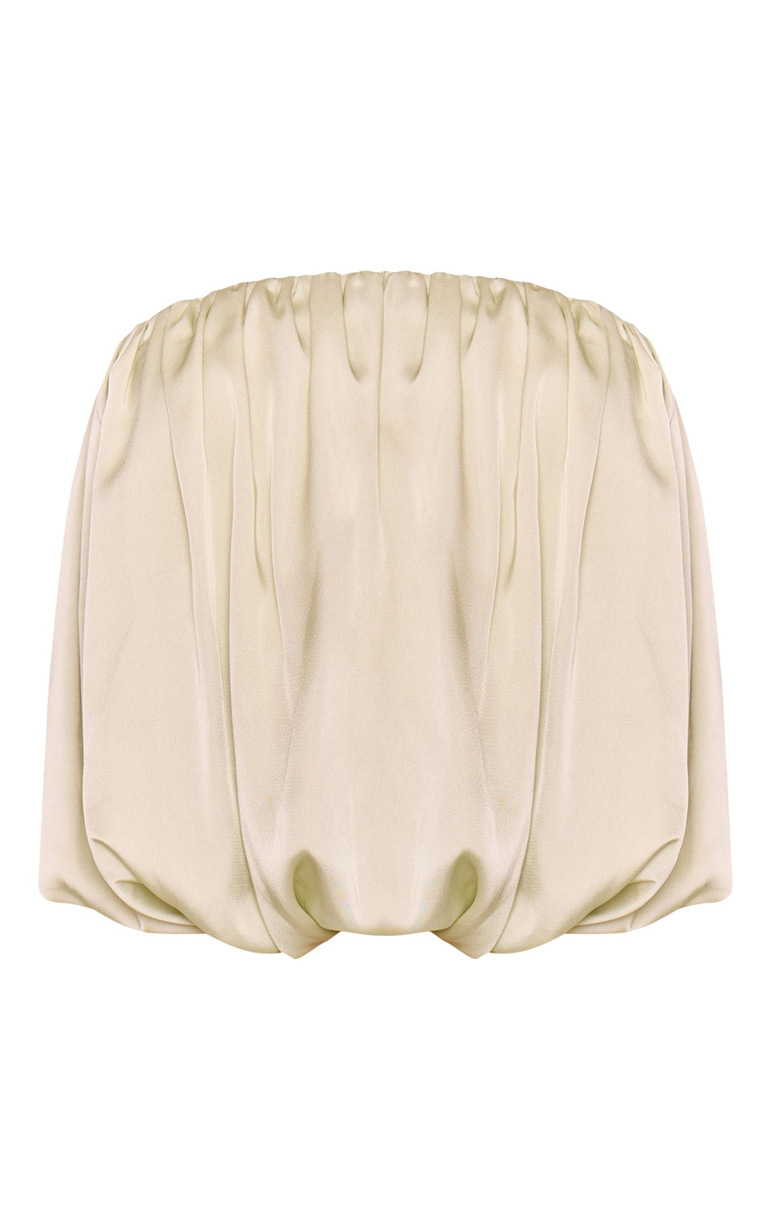 Mint Green Satin Puffball Bandeau Top Product Image