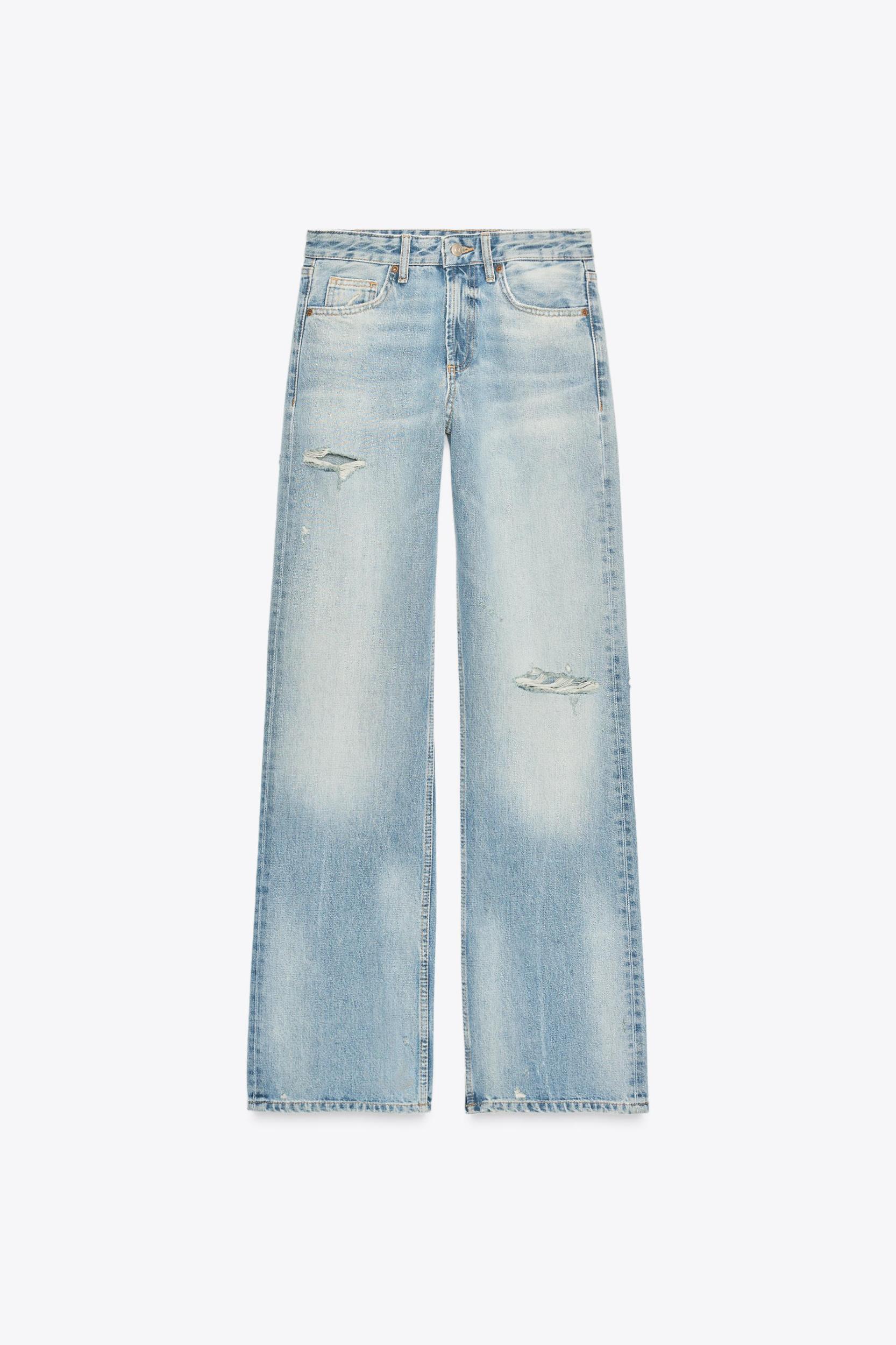 TRF MID-RISE RIPPED WIDE LEG JEANS Product Image