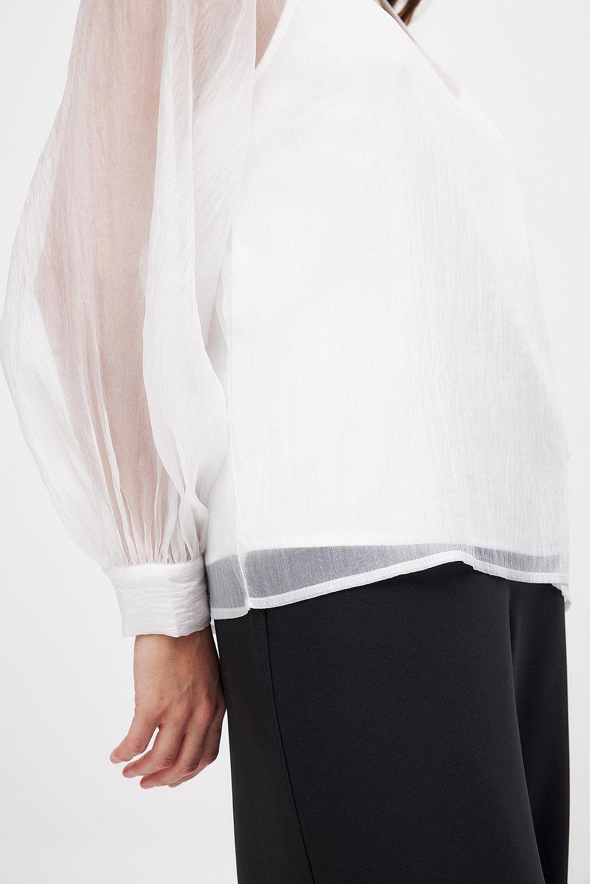 Balloon Sleeve Scarf Detail Blouse Product Image