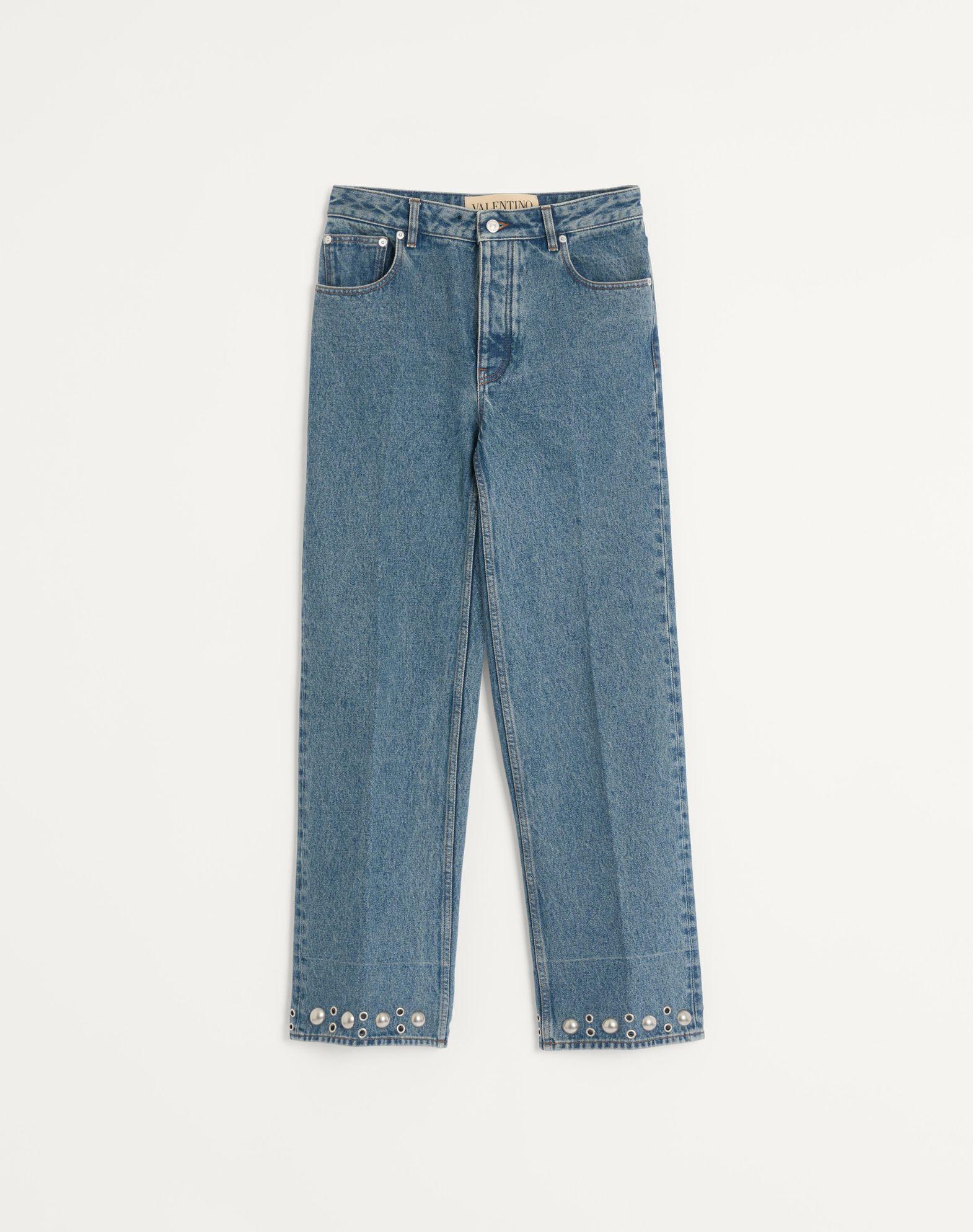 Denim Pants With Cabochons Product Image