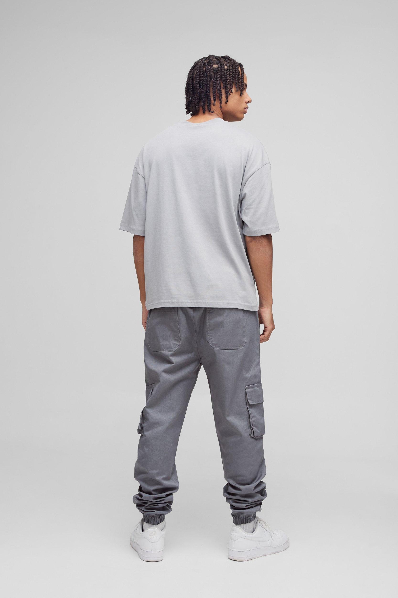 Skinny Fit Elasticated Waist Cuffed Cargo Pants | boohooMAN USA Product Image