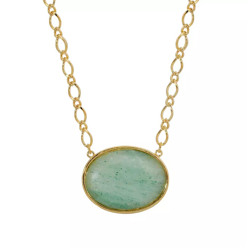 1928 Gold Tone Oval Stone Pendant Necklace, Women's,  Product Image