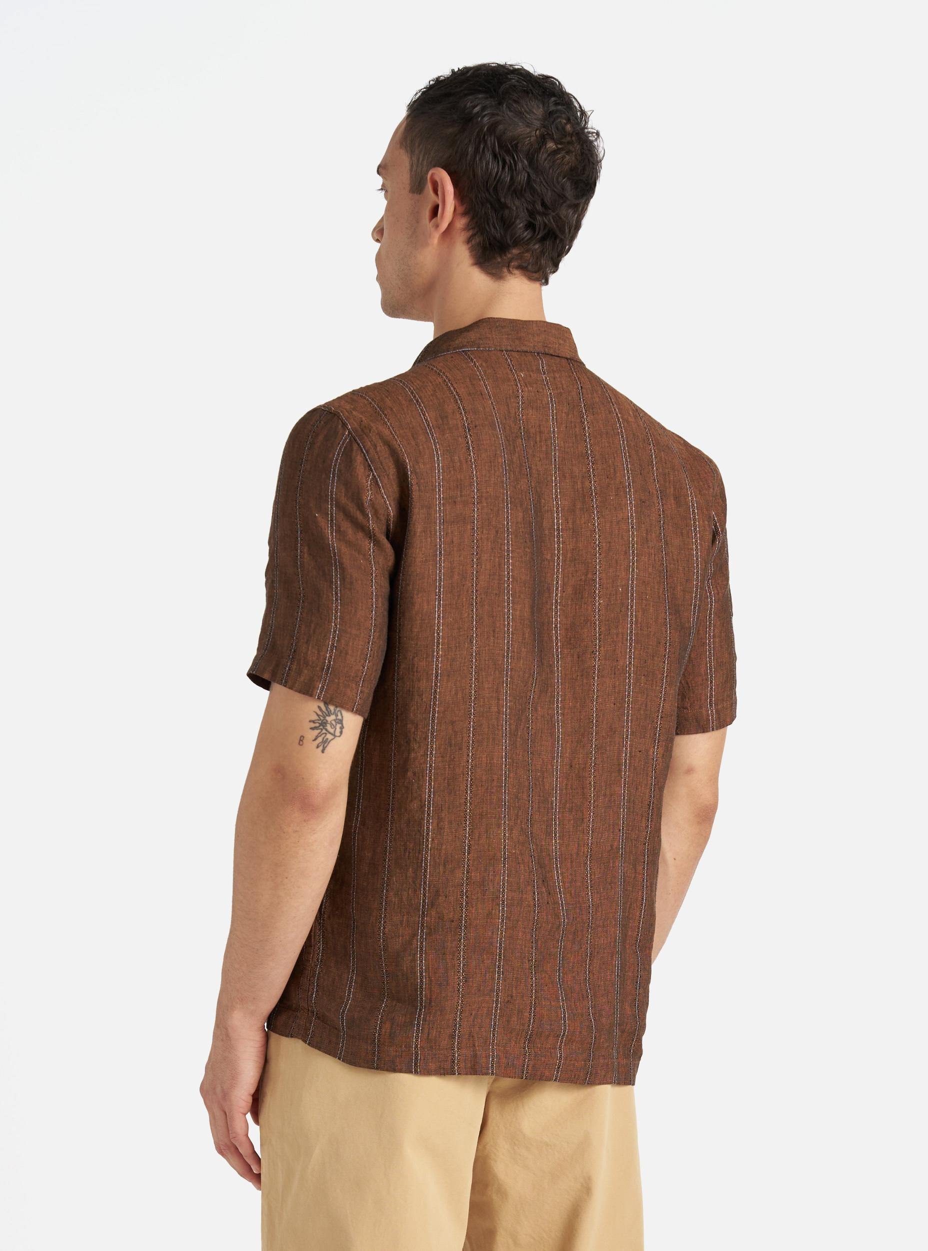 Brown Stripe Linen Road Shirt Product Image