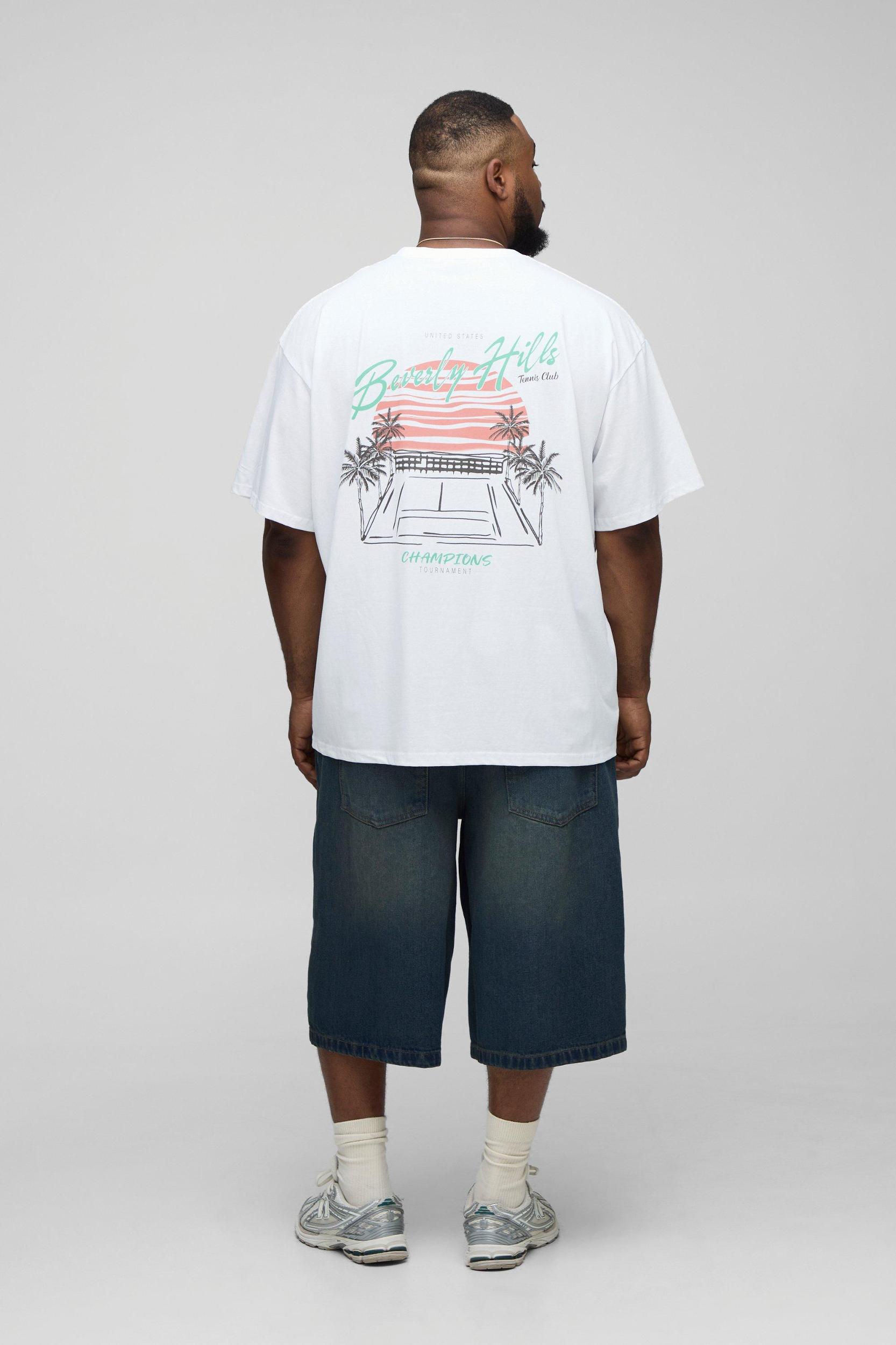 Plus Oversized Beverly Hills Palm Print T-Shirt | boohooMAN USA Product Image