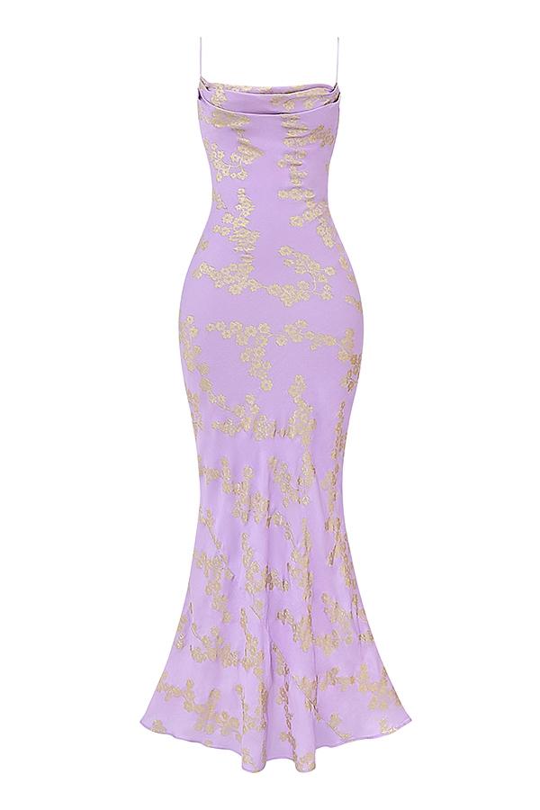 Capriana   orchid jacquard satin gown Product Image