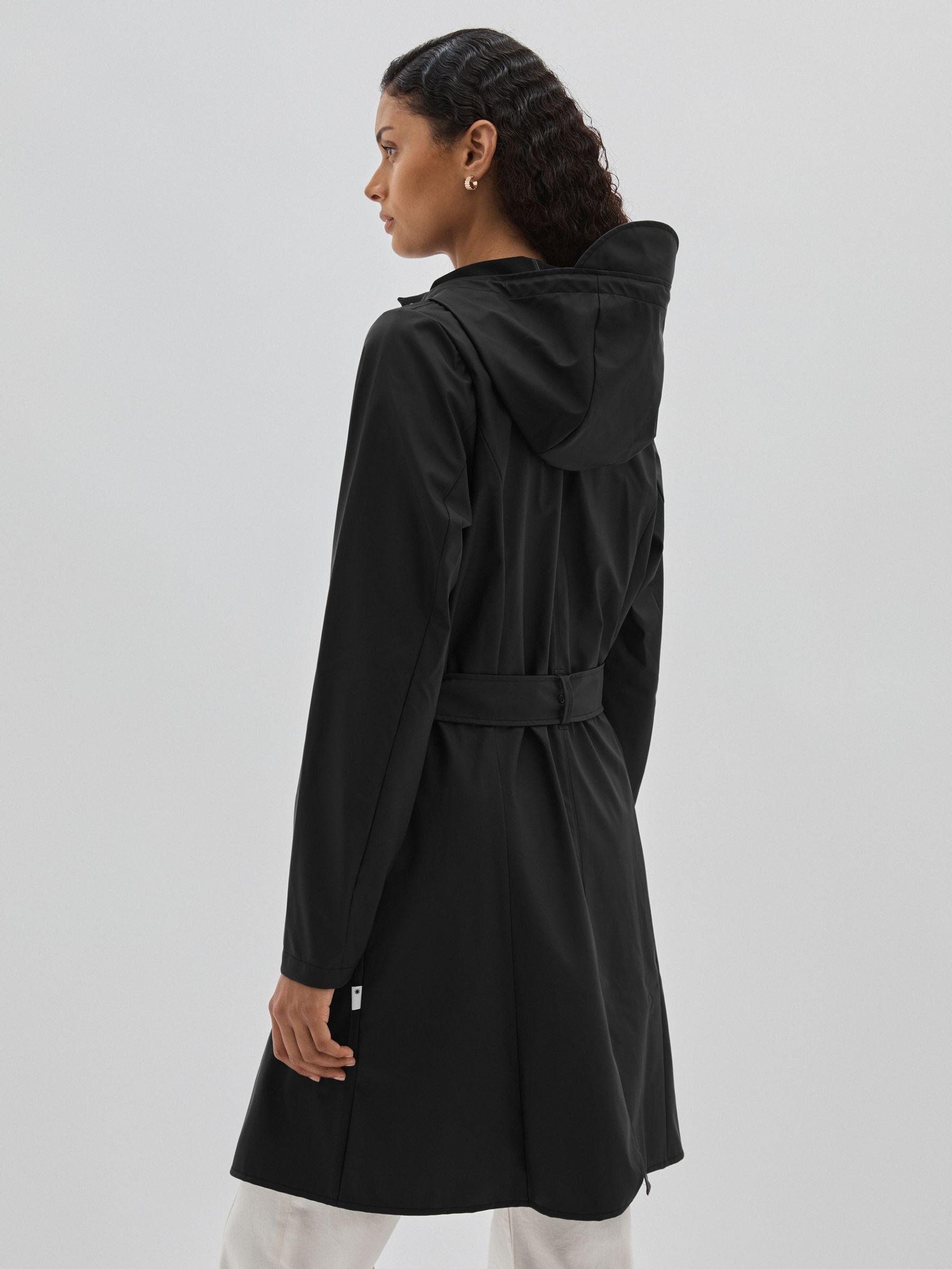 Rains Belted Black Raincoat in Black Product Image