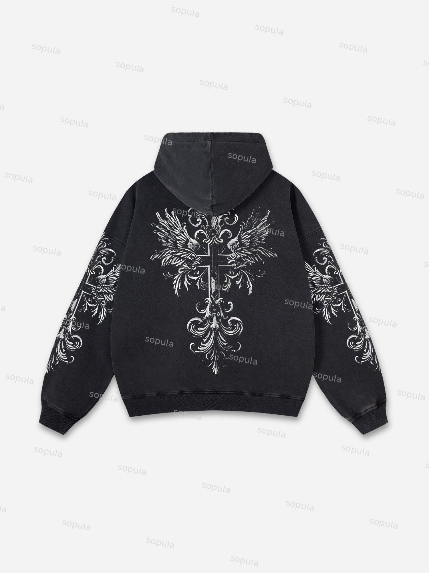 Sopula Vintage Hollywood Hideout Graphic Acid Washed Oversized Hoodie Product Image