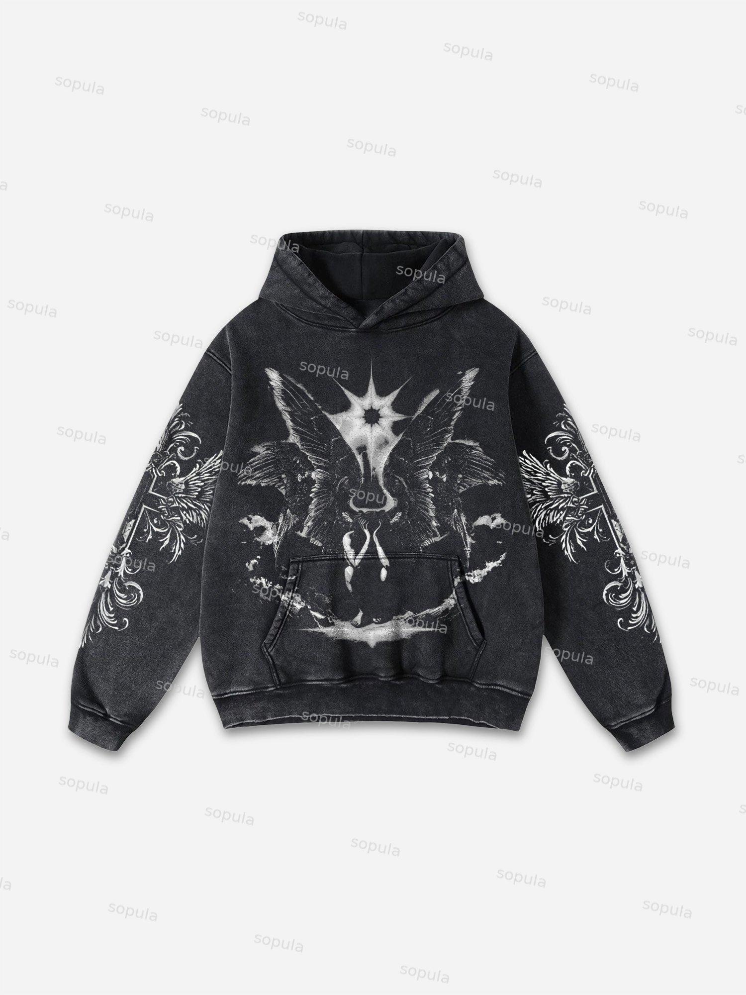 Sopula Vintage Hollywood Hideout Graphic Acid Washed Oversized Hoodie Product Image