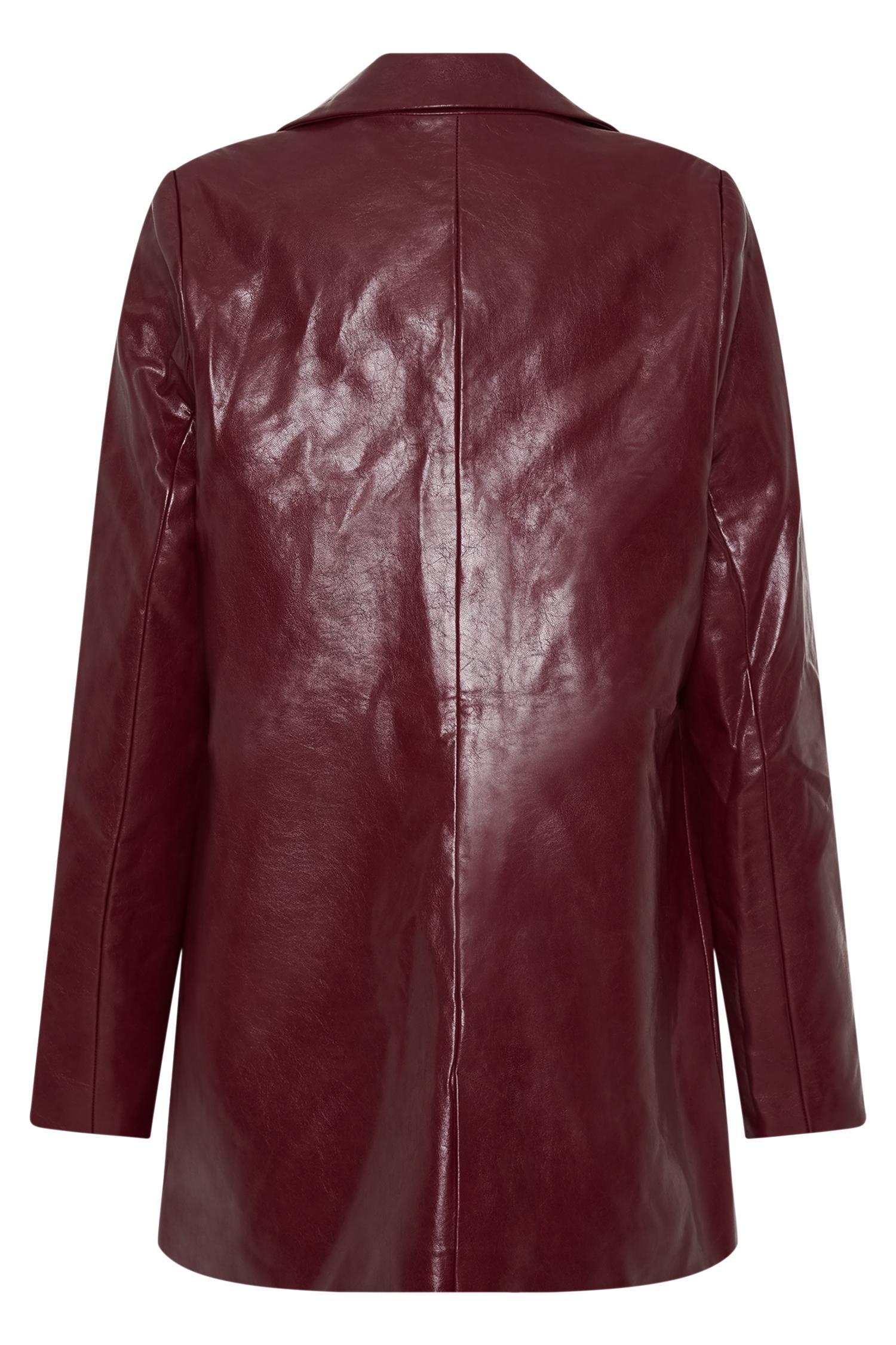 Deborah Faux Leather Coat - Cherry Red Product Image