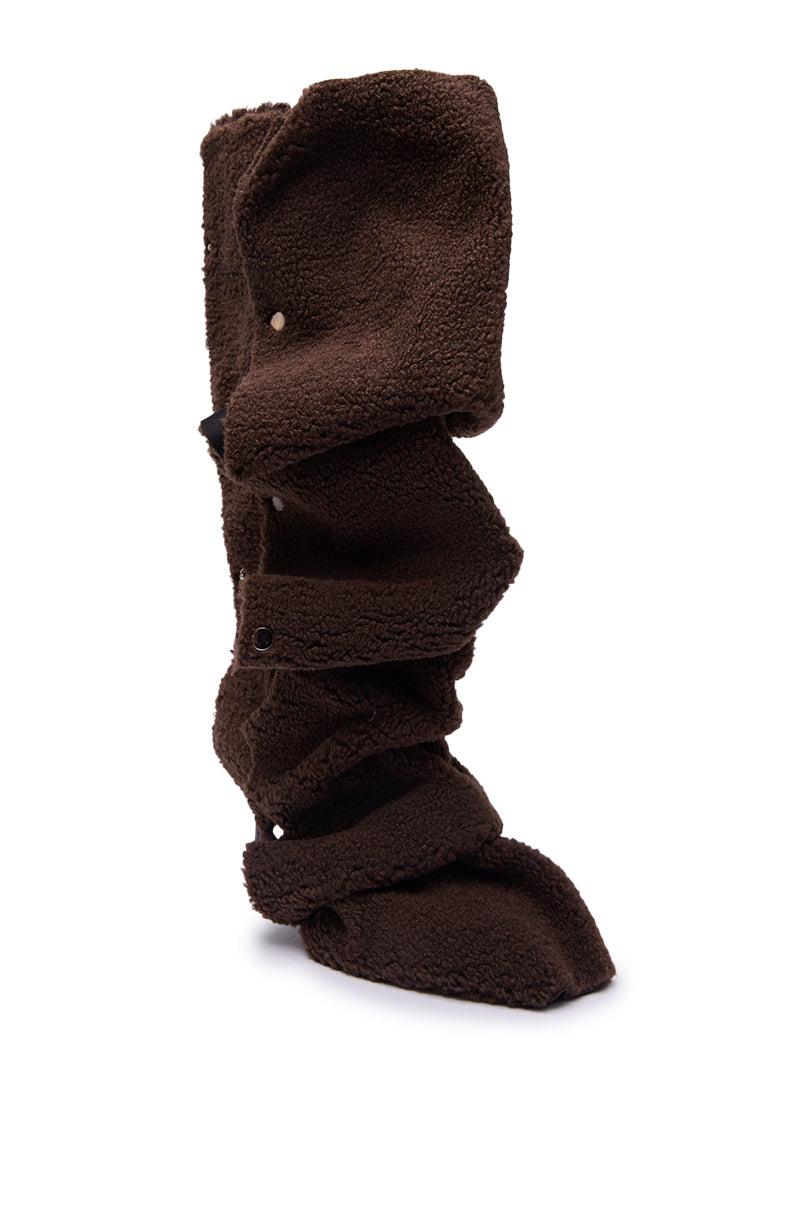 AZALEA WANG FABIAN BROWN SHERPA FOLDED DETAIL BOOT Product Image