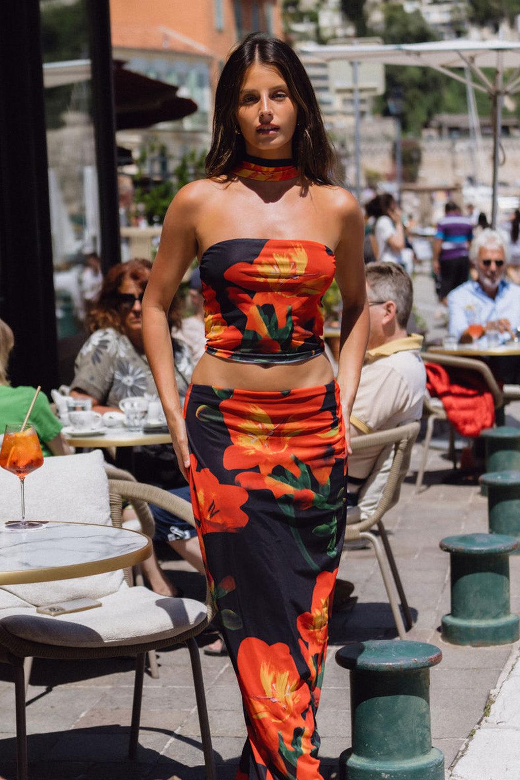 Amour Floral Strapless Scarf Top Product Image