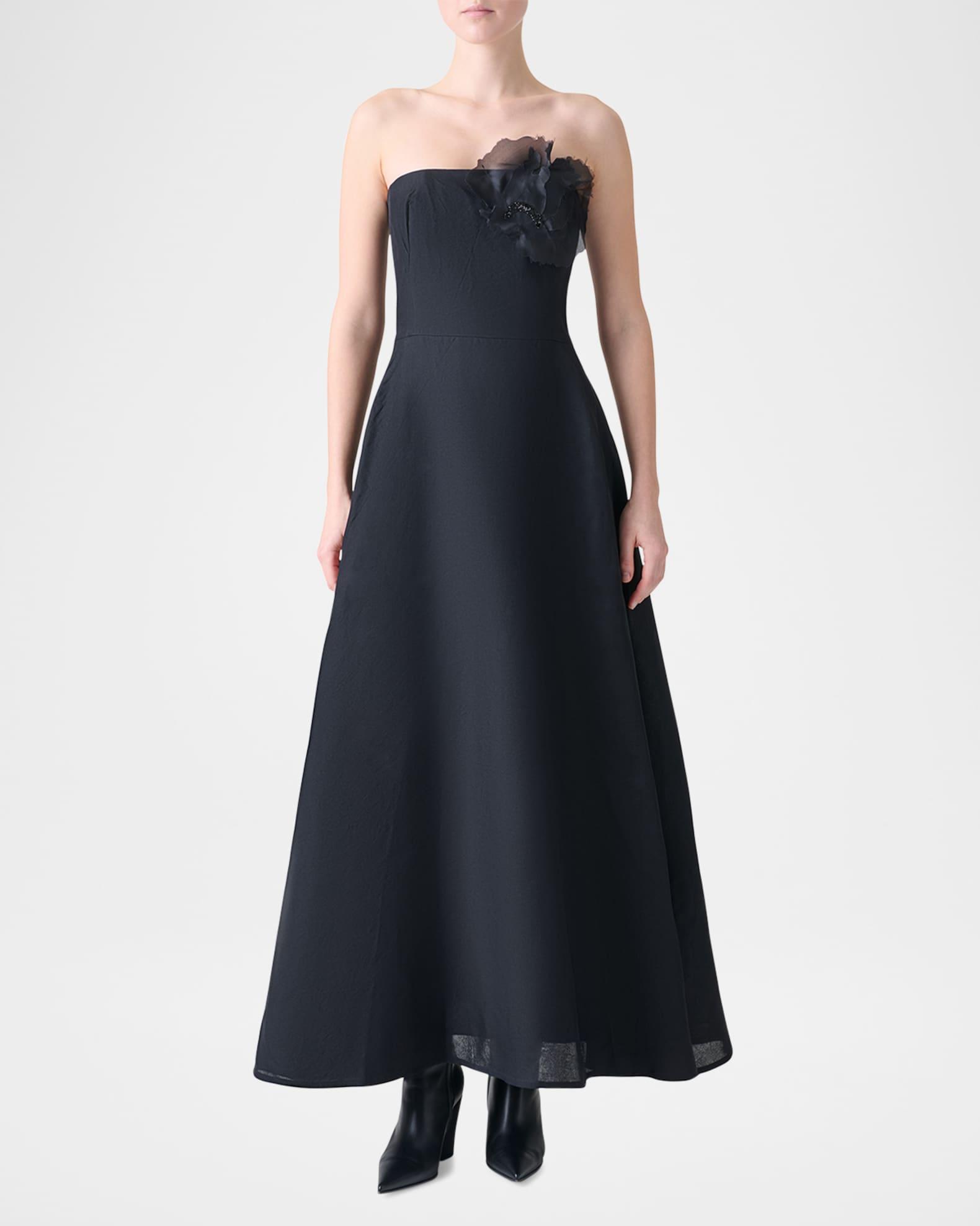 Flower Corsage Strapless Organza Gown Product Image