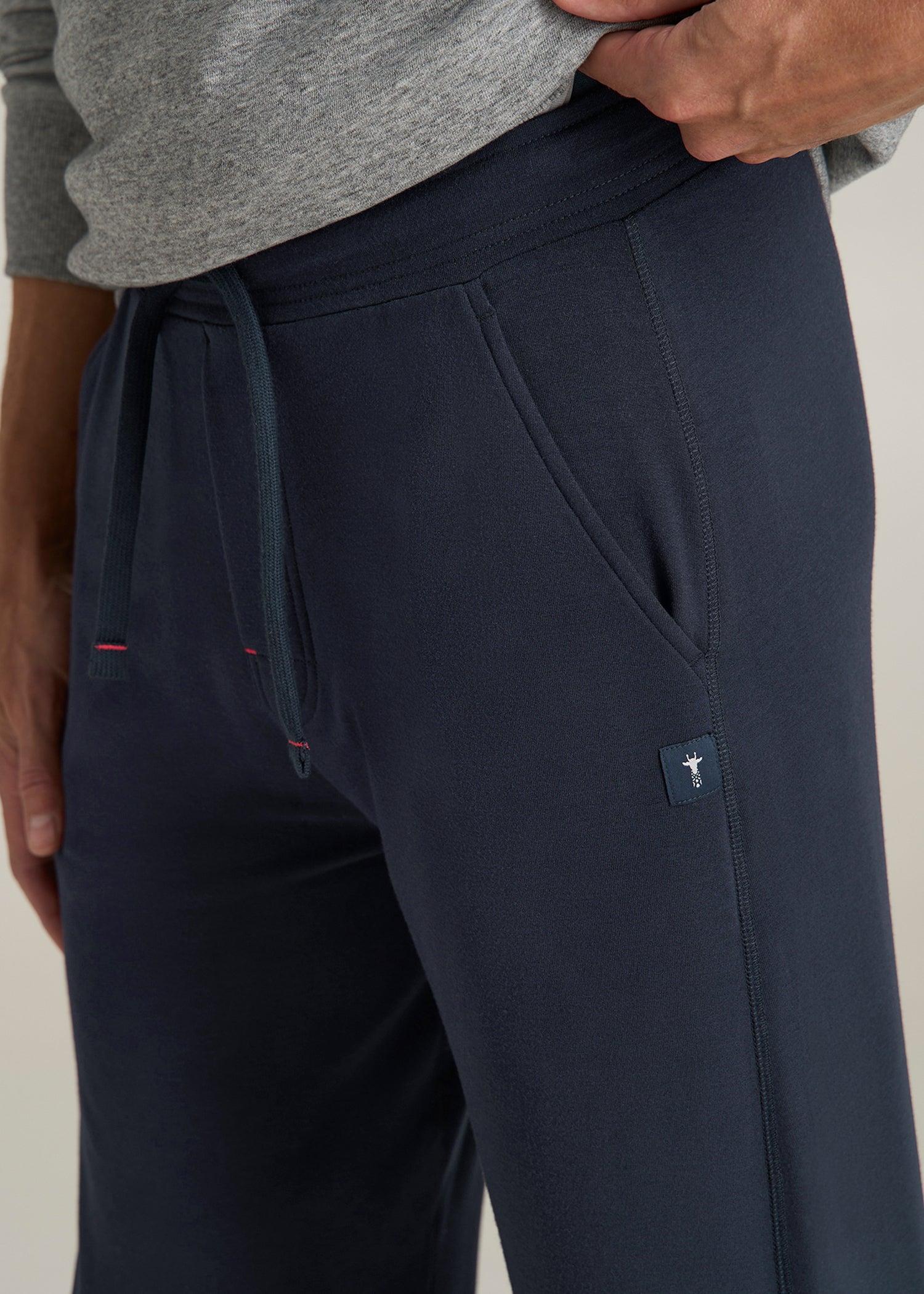 Open-Bottom Pajama Pants for Tall Men in Evening Blue Male Product Image