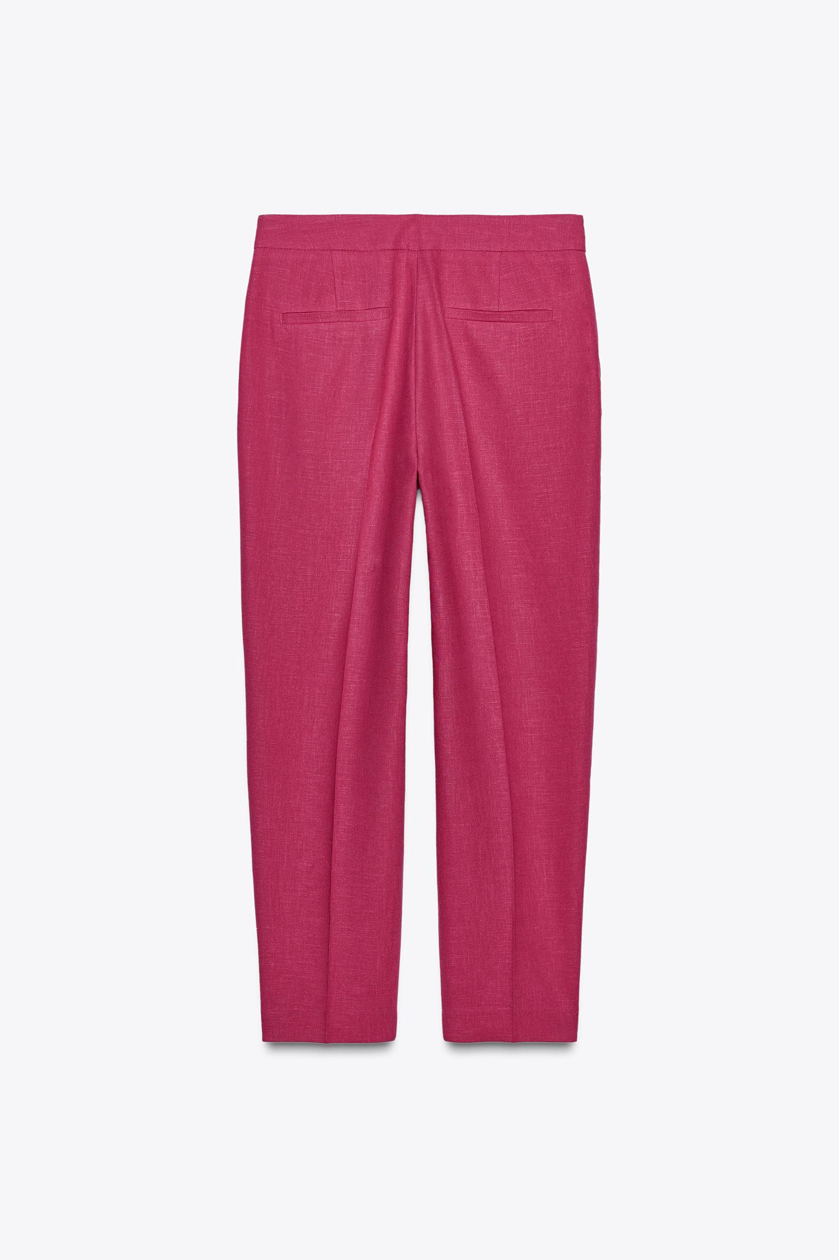 HIGH-WAISTED SLIM LINEN PANTS Product Image