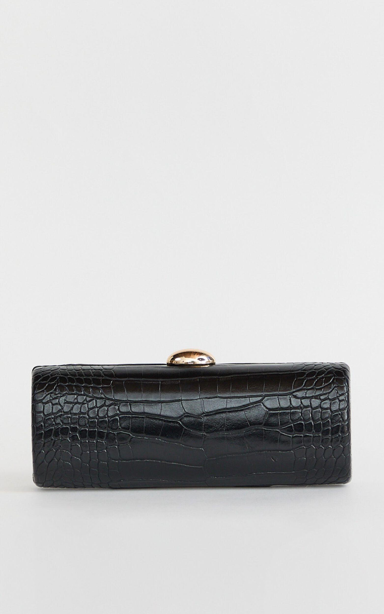 Jeannie Bag - Croc Clutch Bag in Black Product Image