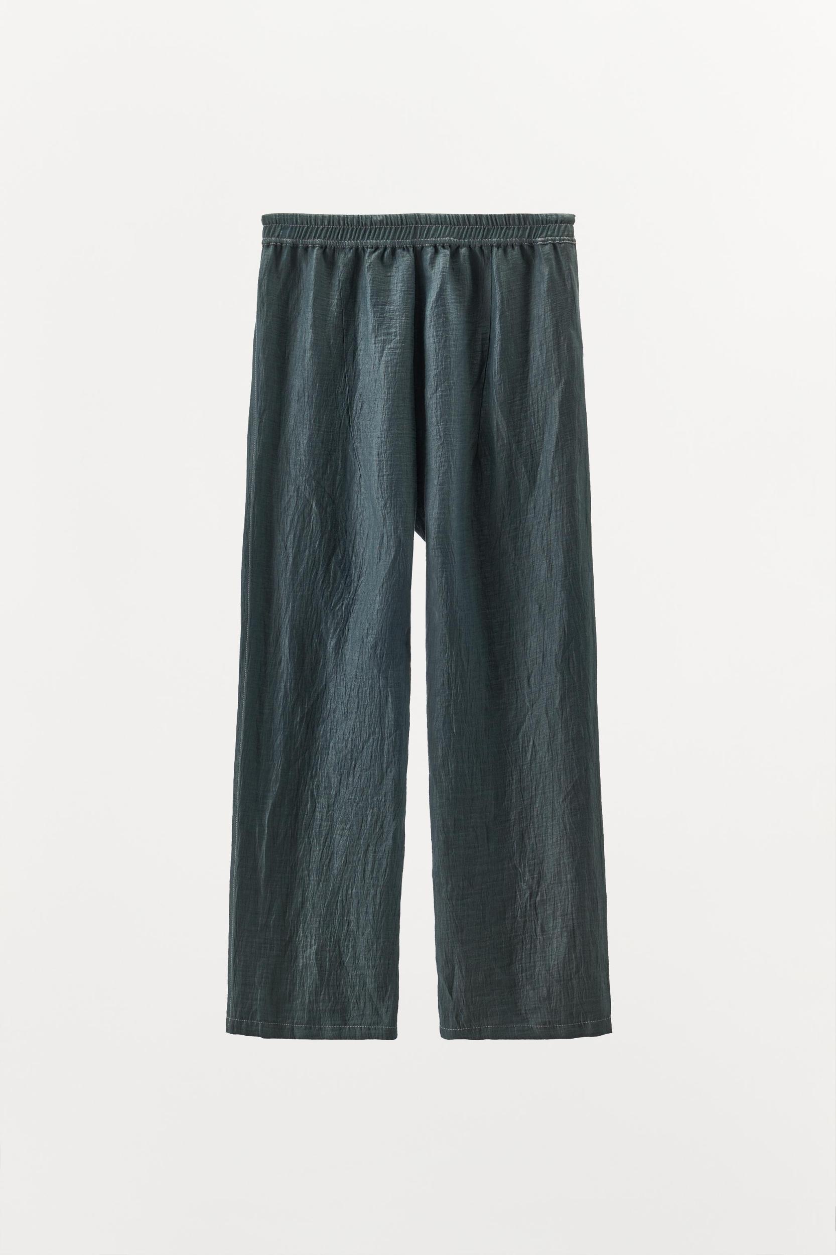 LINEN PANTS WITH CONTRAST STITCHING Product Image