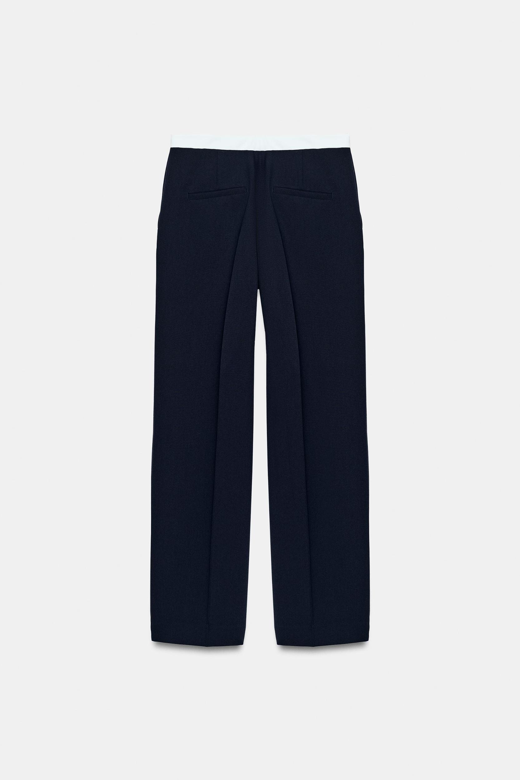 CONTRAST WAIST STRAIGHT LEG PANTS Product Image