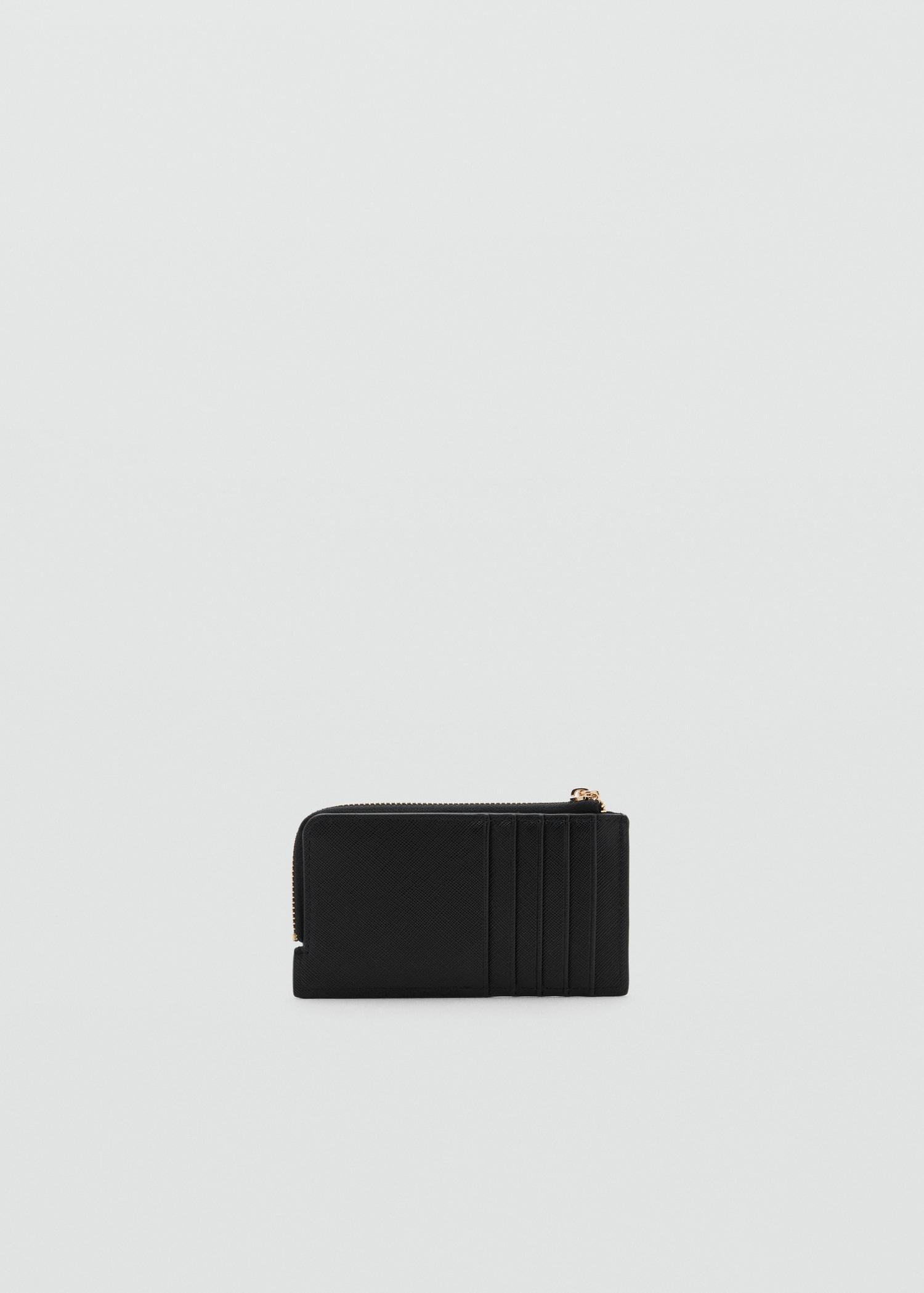 Saffiano-effect card holder with zipper - Women | MANGO USA Product Image