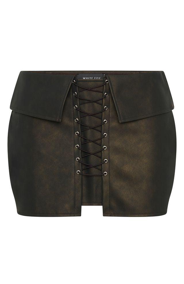 Falling Star PU Mini Skirt Chocolate Product Image
