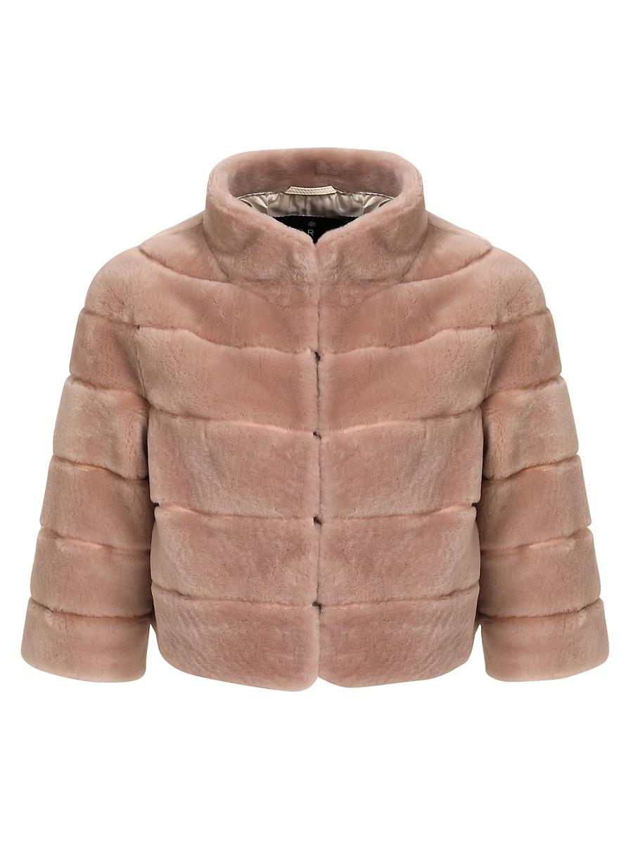 Womens Shearling Lamb Bolero Coat Product Image