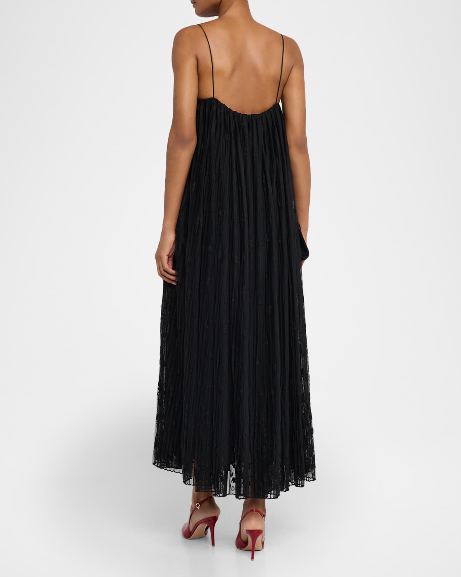 Floral Embroidered Plisse Tulle Maxi Dress Product Image