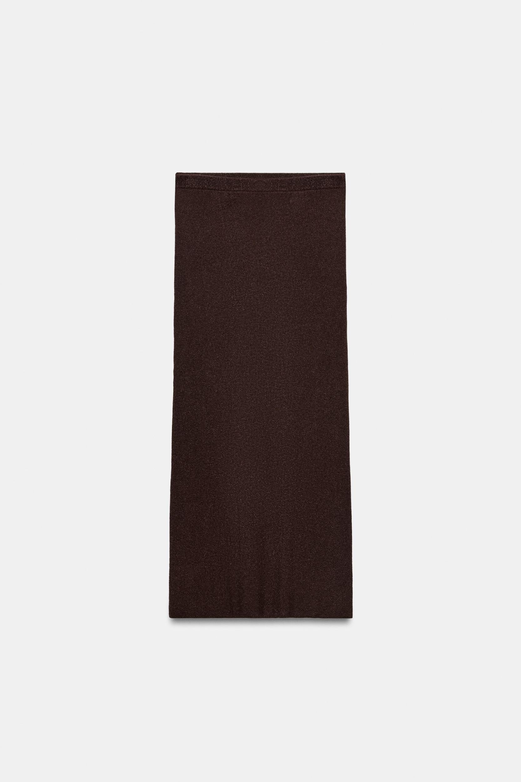 METALLIC THREAD RIB KNIT MIDI SKIRT Product Image