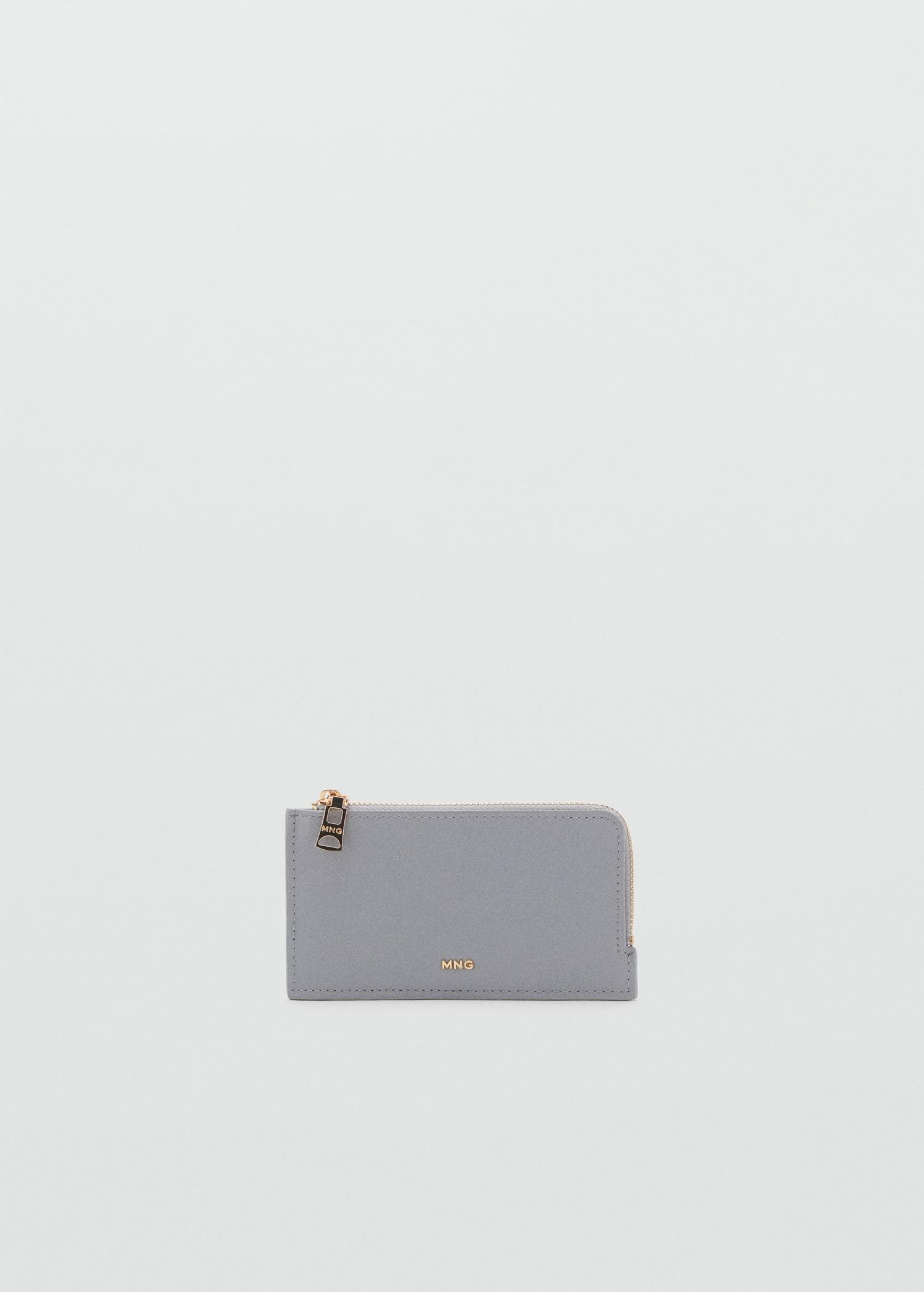 Saffiano-effect card holder with zipper - Women | MANGO USA Product Image