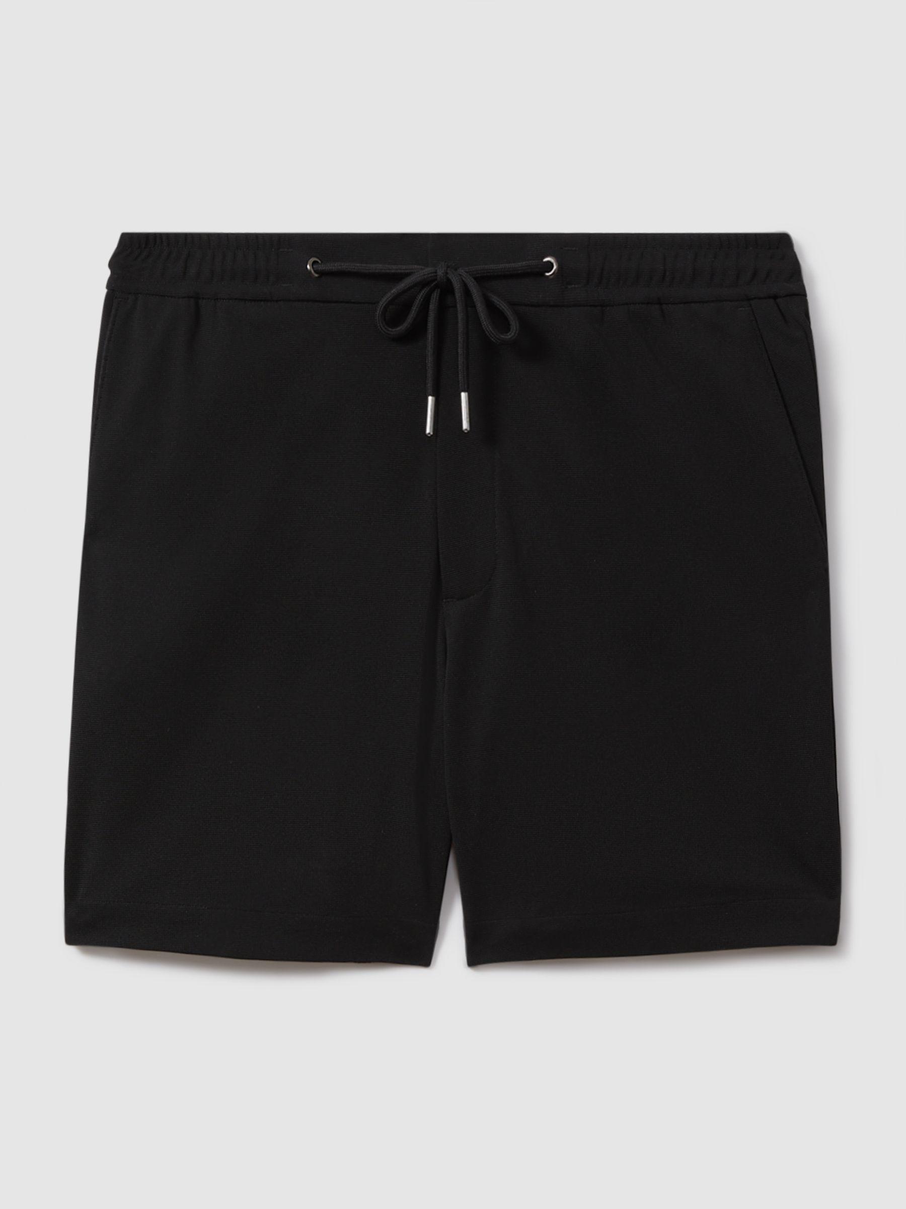 Textured Drawstring Shorts in Black Product Image