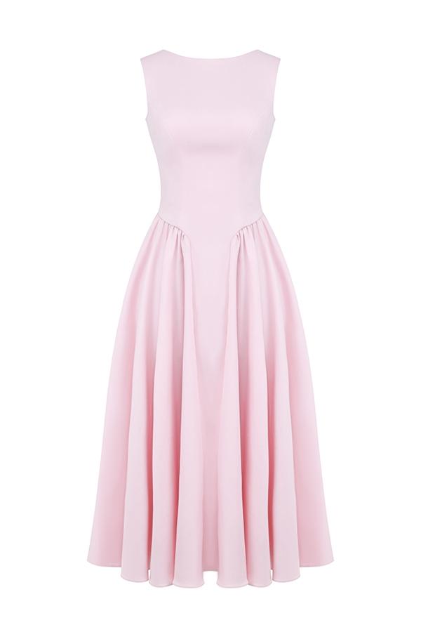 Cindy  ballerina pink twill midi sundress Product Image