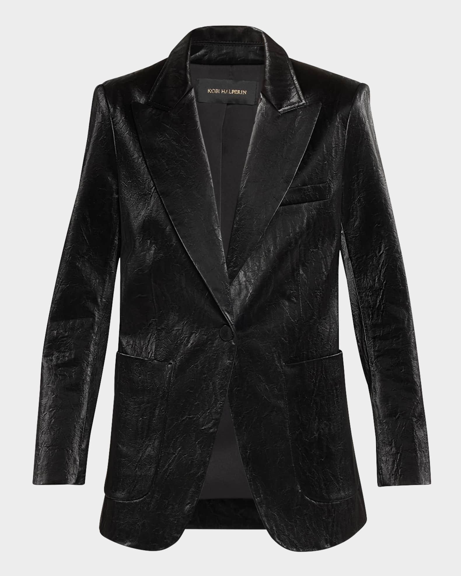 Pixi Single-Button Silken Blazer Jacket Product Image