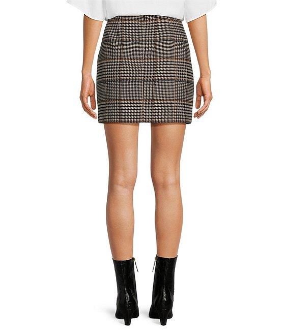 Le' AL.X Wool Blend Knit Glen Plaid High Rise Mini Pencil Coordinating Skirt Product Image