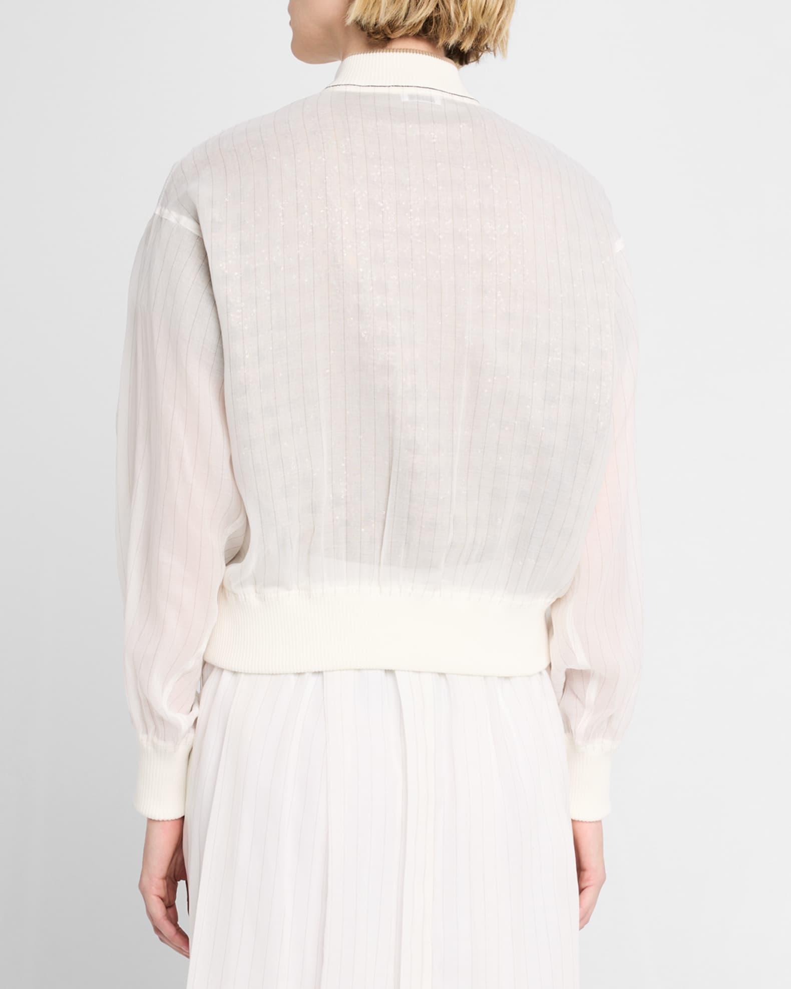 Pinstriped Cotton Gauze Bomber Jacket Product Image