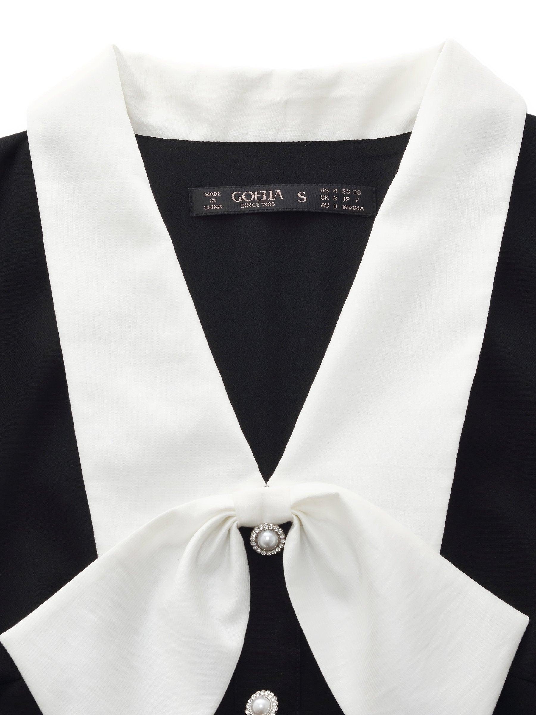 Faux Two-Piece Women Midi Dress With Detachable Bowknot Product Image